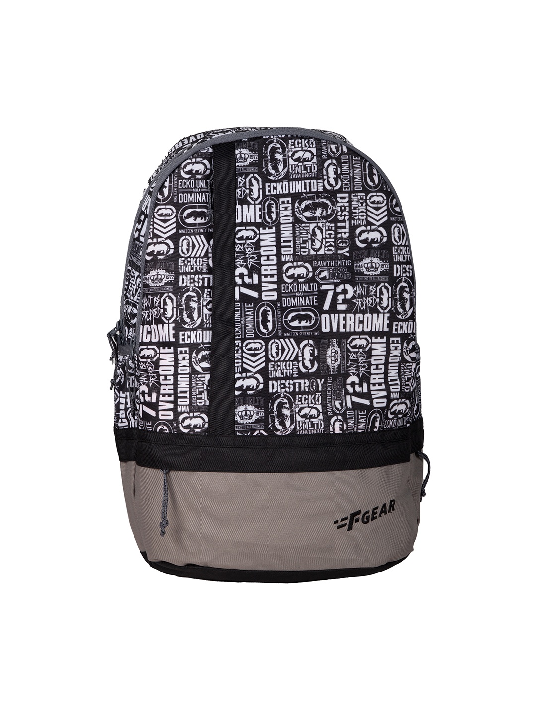 

F Gear Unisex Black & White Typography Backpack