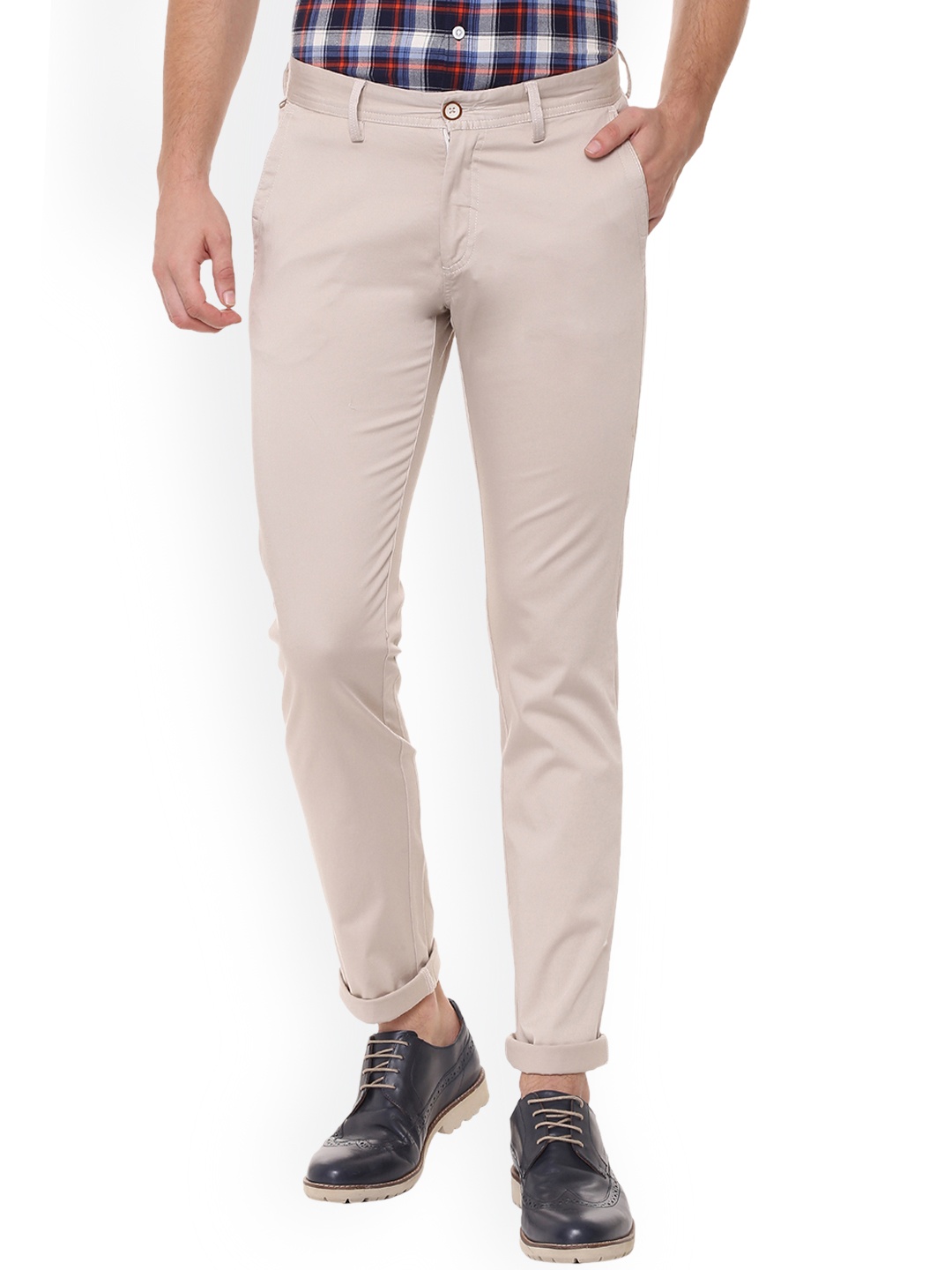 

Allen Solly Men Cream-Coloured Slim Fit Solid Chinos
