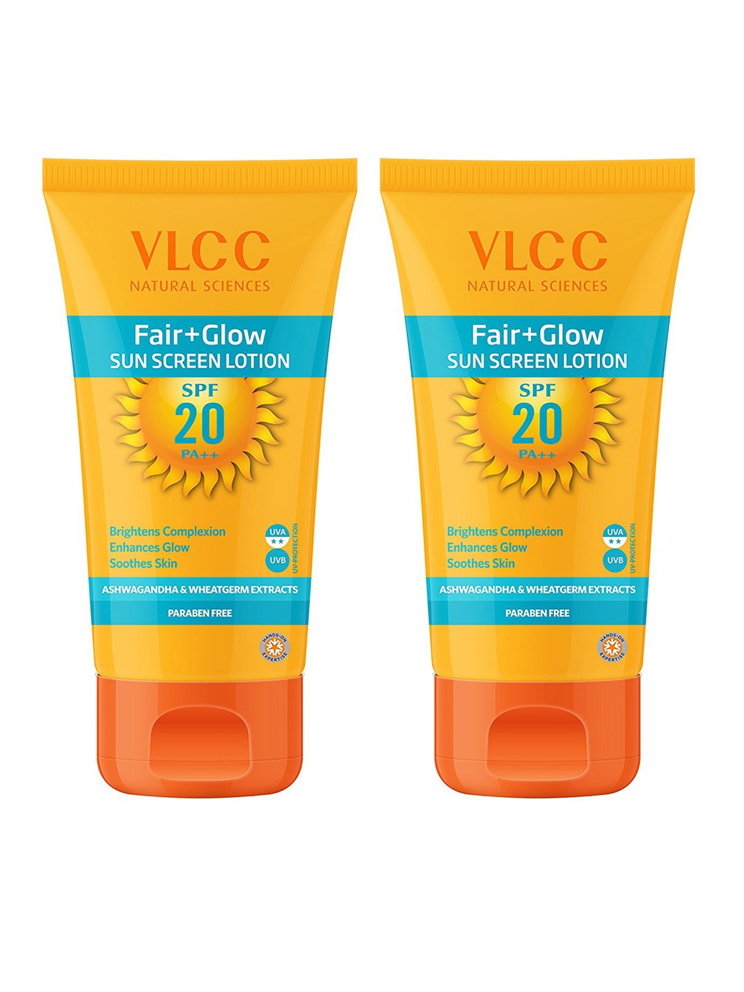 

VLCC Set Of 2 Fair+Glow Sun Screen Lotion SPF20 100 ml, Orange