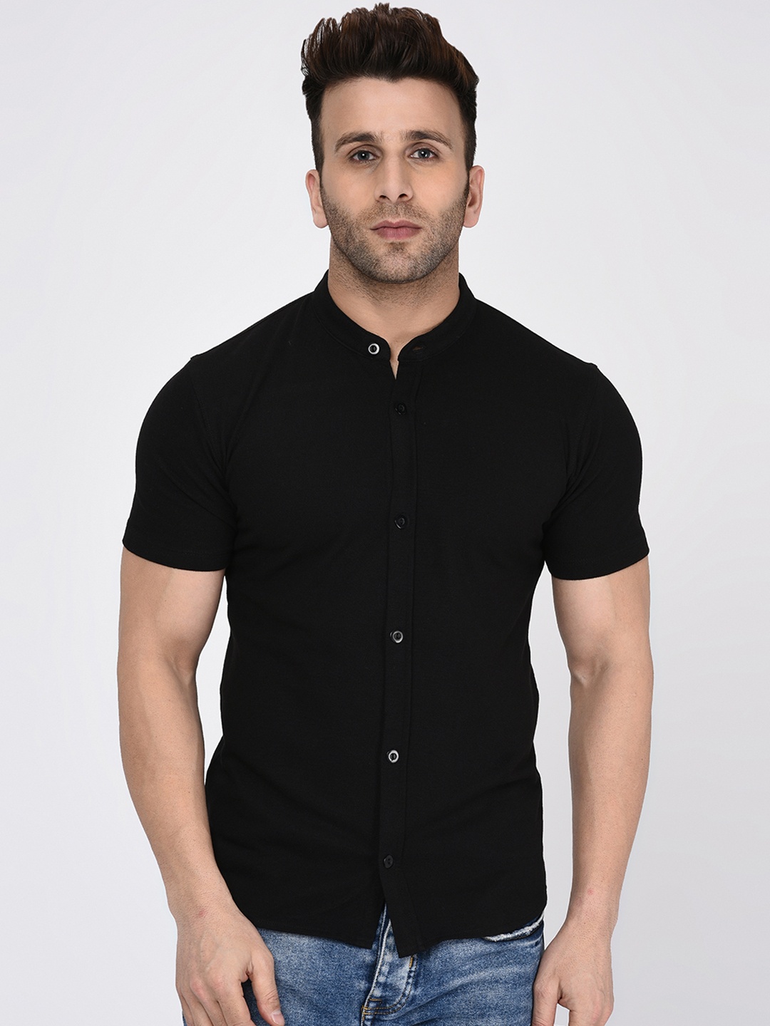 

WILD WEST Men Black Slim Fit Casual Shirt