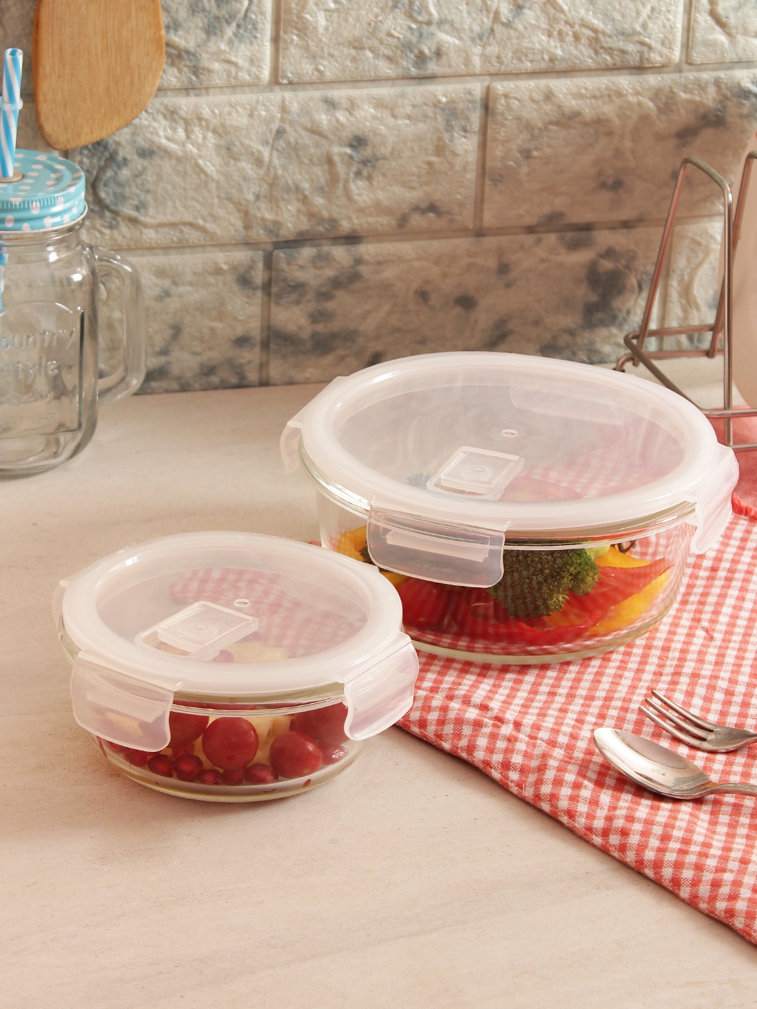 

Femora Set of 2 Transparent Borosilicate Glass Food Container