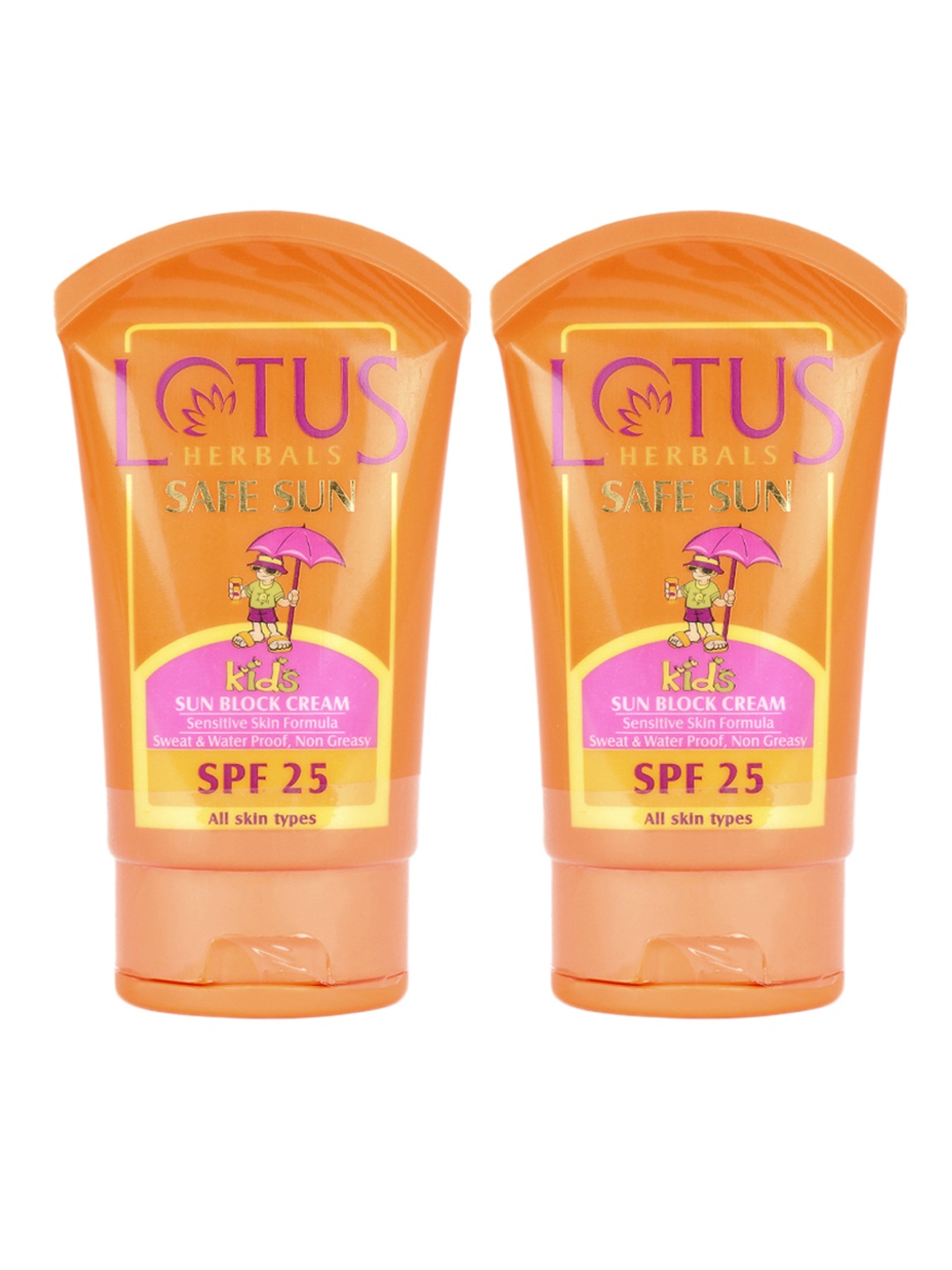 

Lotus Herbals Kids Pack of 2 SPF 25 Sunblock Creams, Orange