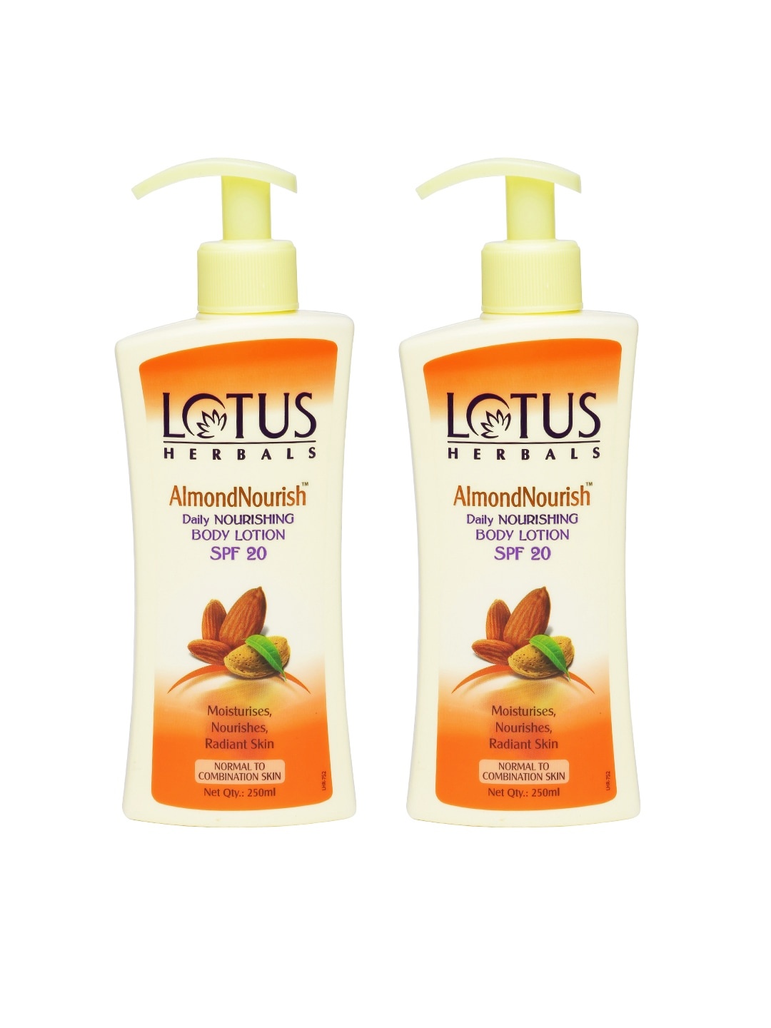 

Lotus Herbals Set Of 2 Almond Nourish Sustainable Body Lotion with SPF 20, Yellow