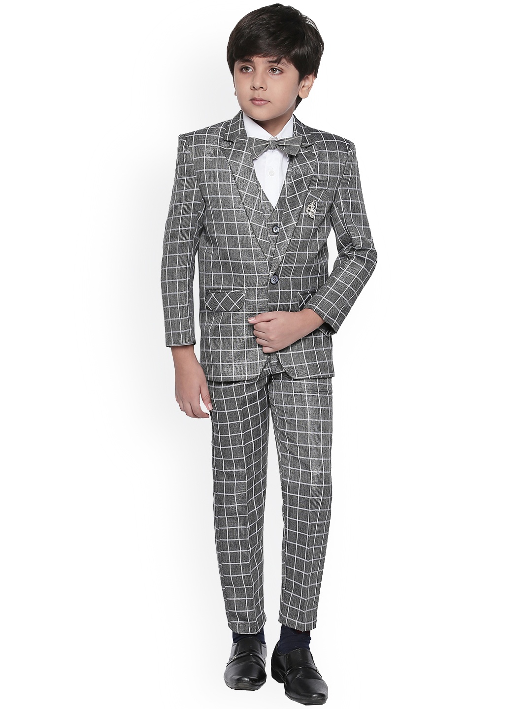 

Jeetethnics Boys Grey Checked Clothing Set