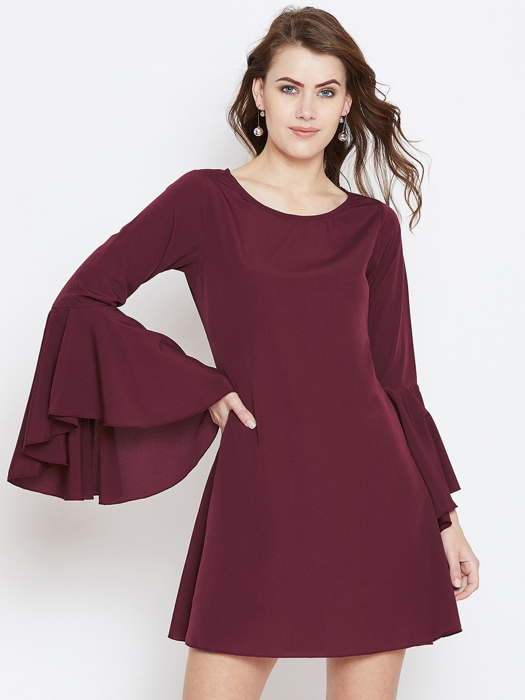 

Berrylush Women Maroon Solid A-Line Dress