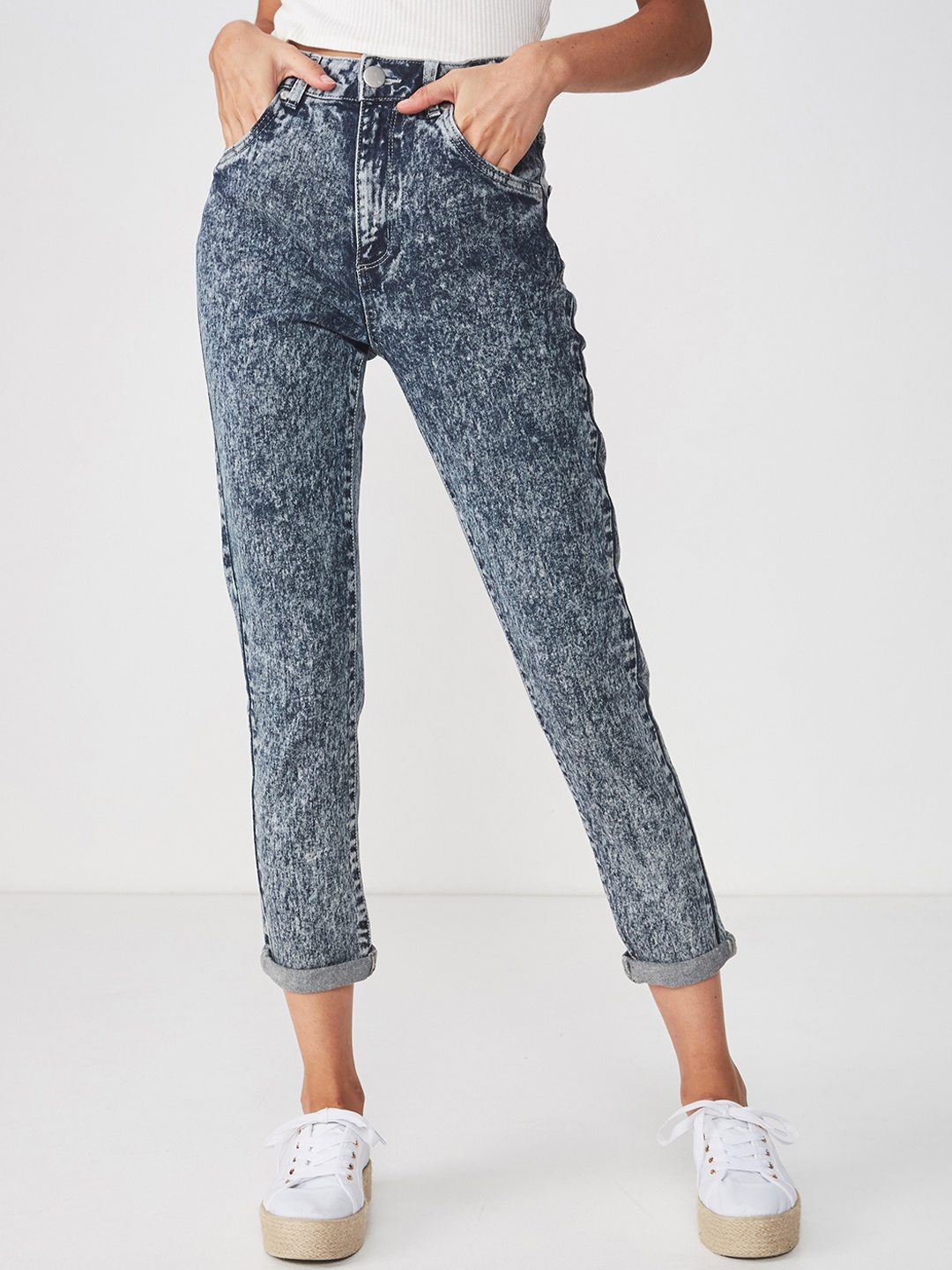 

COTTON ON Women Blue Tapered Fit High-Rise Clean Look Jeans