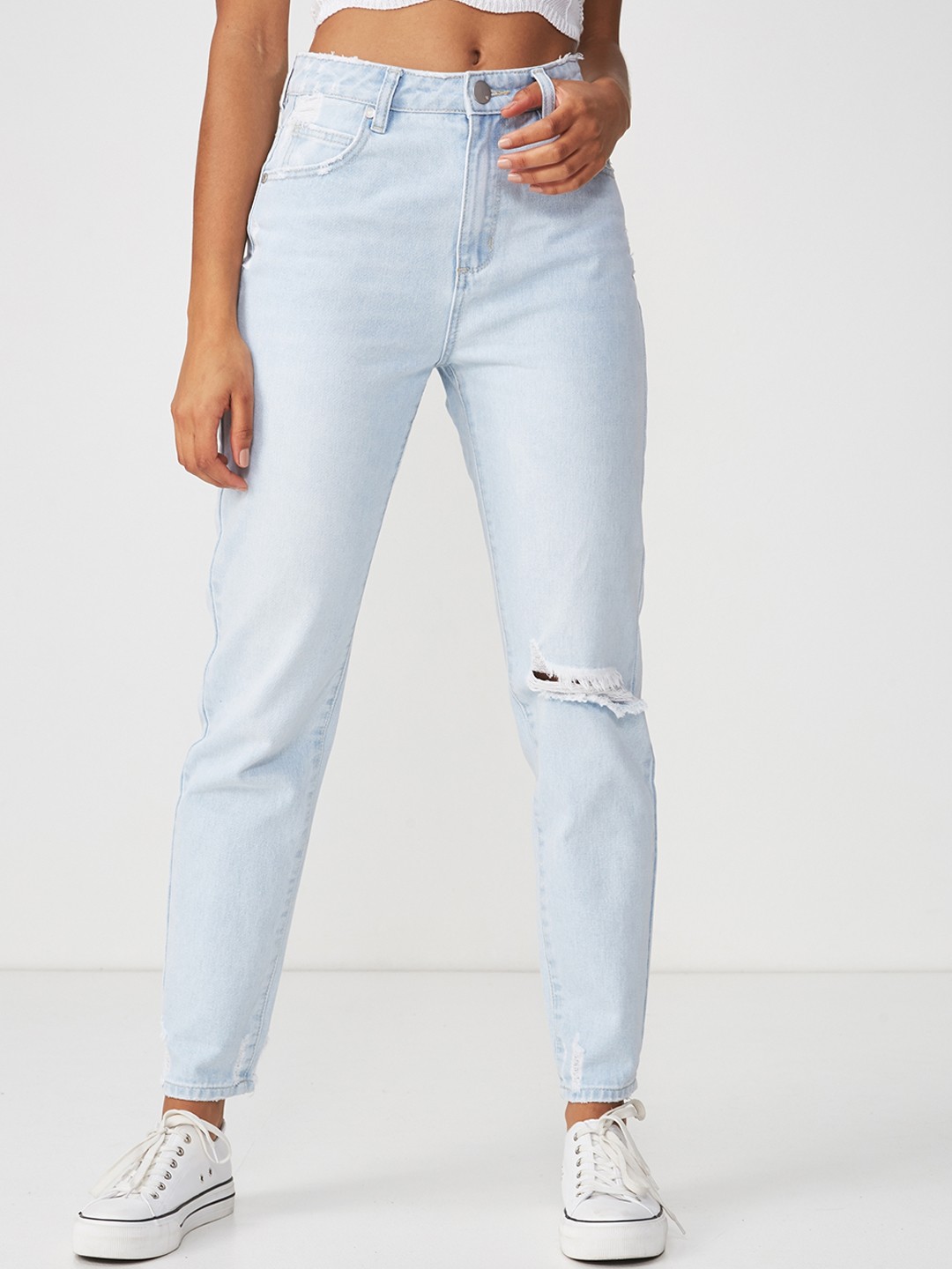 

COTTON ON Women Blue Relaxed Fit High-Rise Mildly Distressed Jeans
