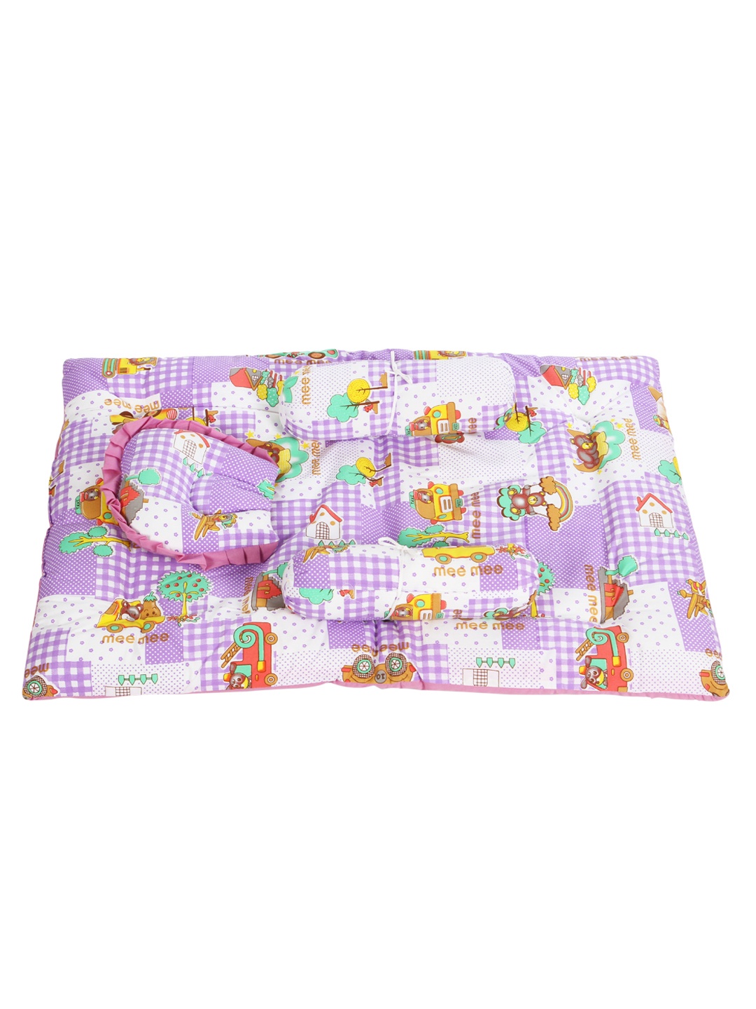 

MeeMee Kids Purple & Multicoloured Baby Mattress With Pillows