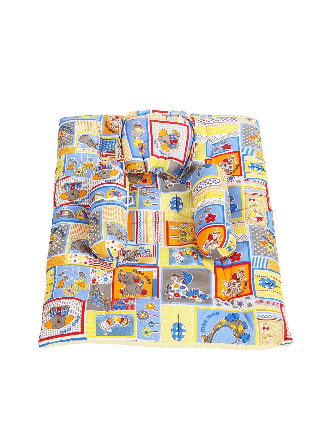 

MeeMee Kids Yellow & Multicoloured Baby Mattress With Pillows