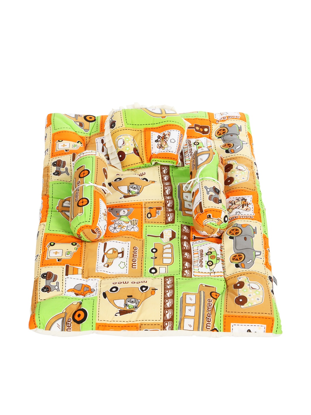 

MeeMee Kids Cream-Coloured & Multicoloured Baby Mattress With Pillows