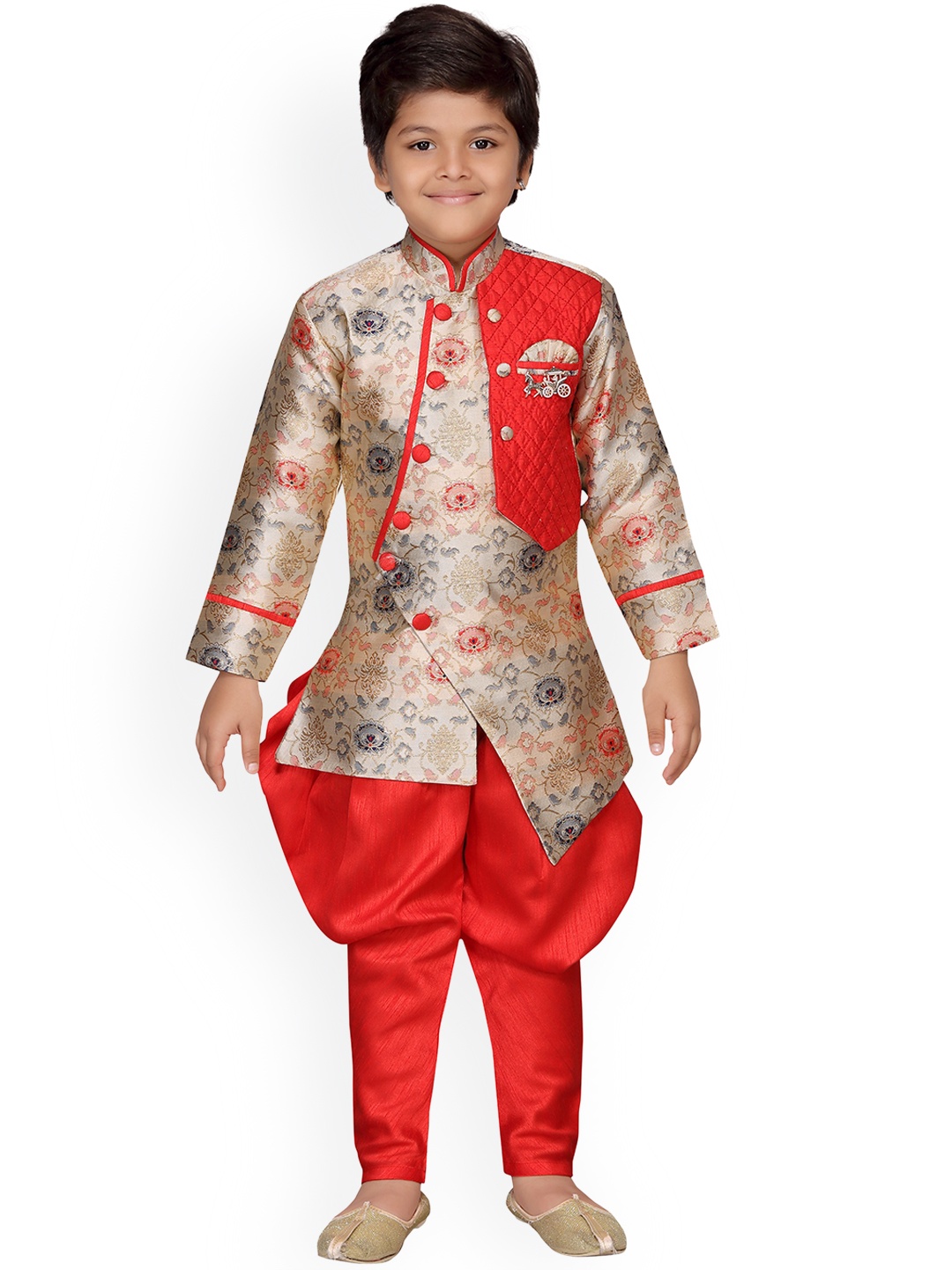 

Aj DEZInES Boys Red Sherwani Set