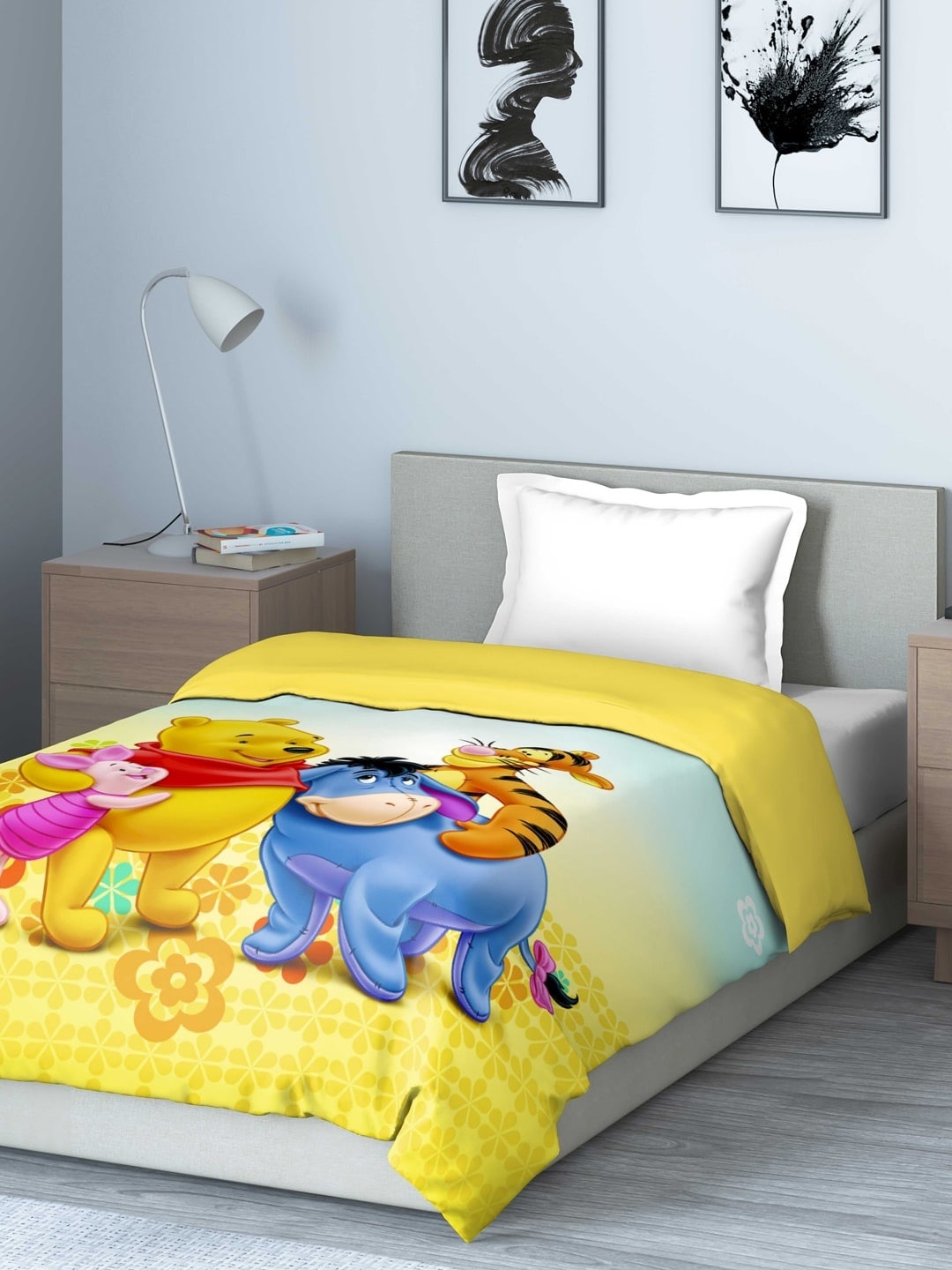 

DDecor Kids Blue & Yellow Cartoon Characters AC Room 150 GSM Single Bed Comforter
