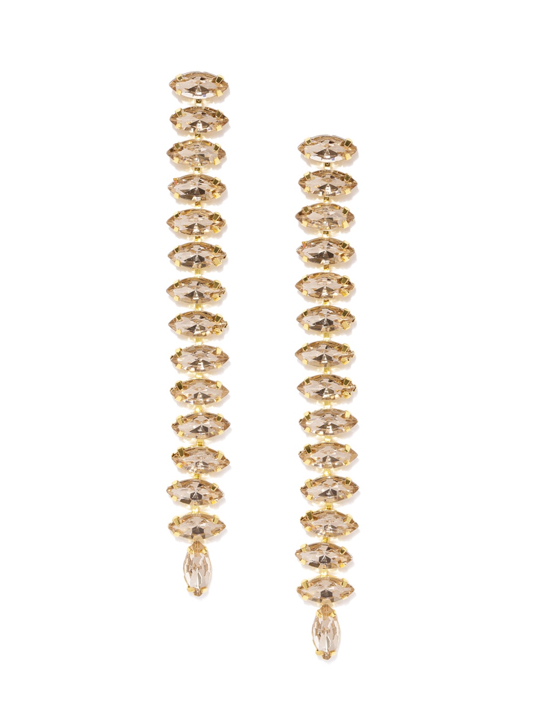 

Blisscovered Gold-Toned Stone-Studded Contemporary Drop Earrings