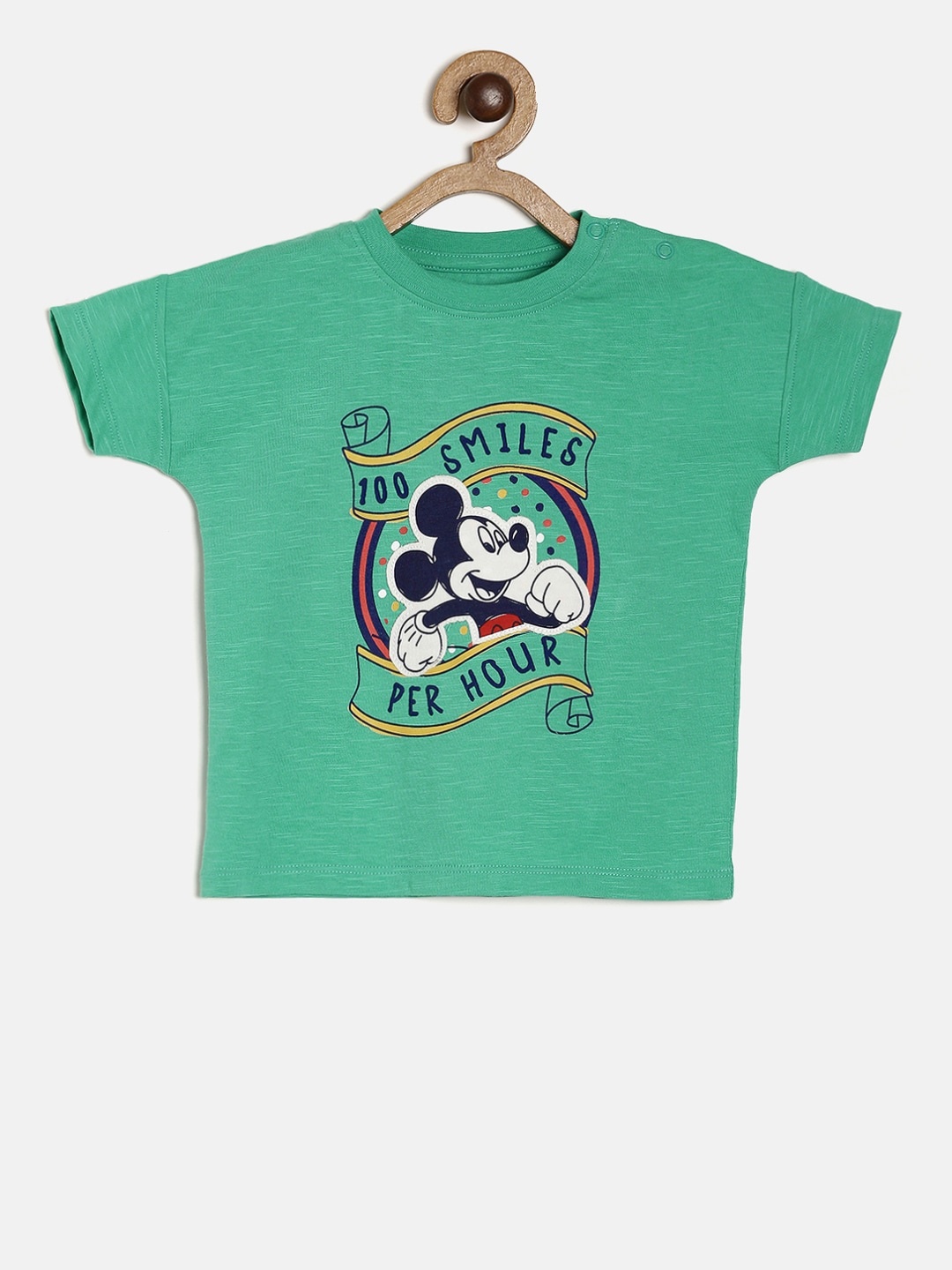 

MINI KLUB Boys Green Disney Printed Round Neck Pure Cotton T-shirt