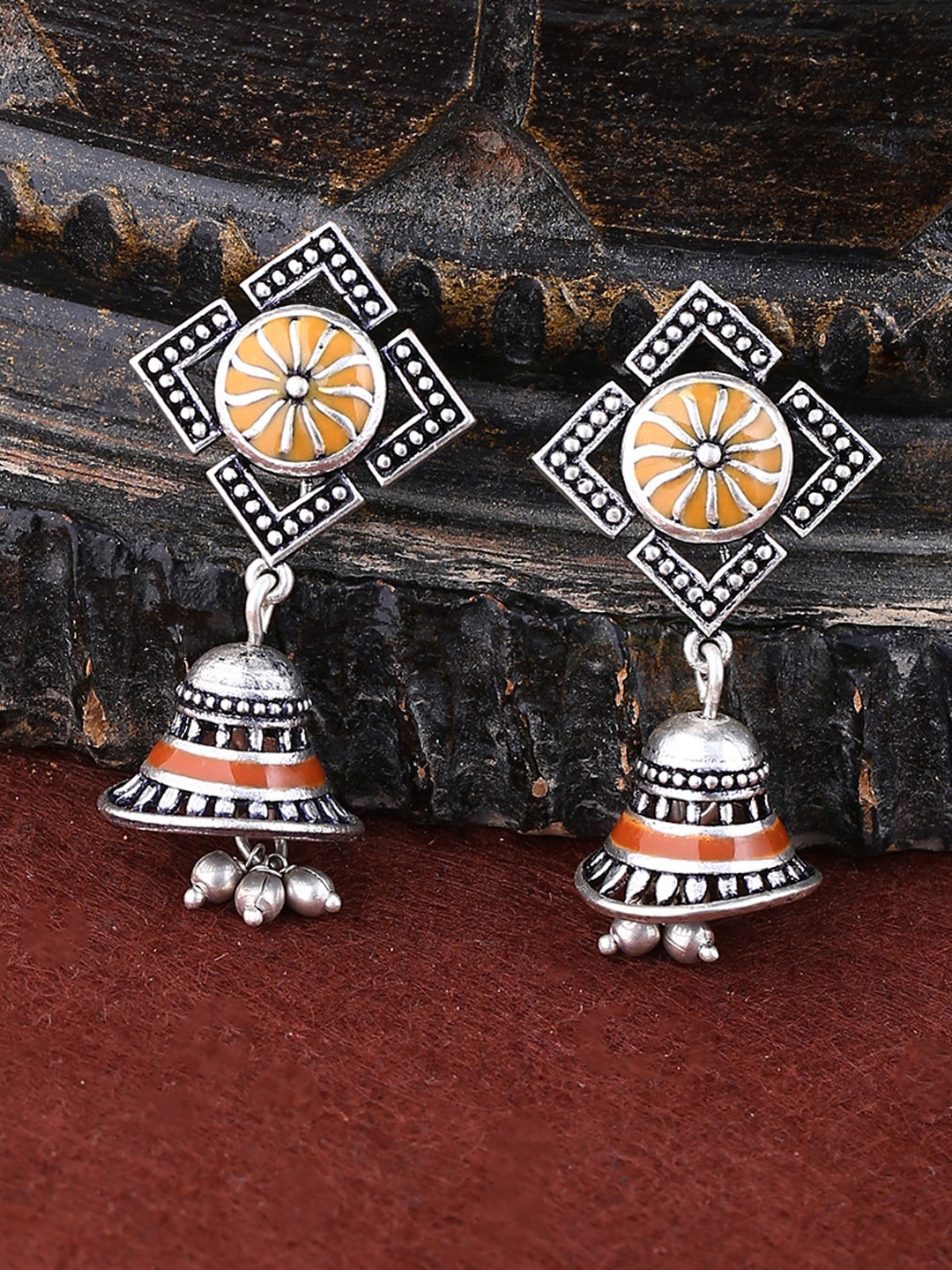 

Voylla Silver-Toned Dome Shaped Jhumkas
