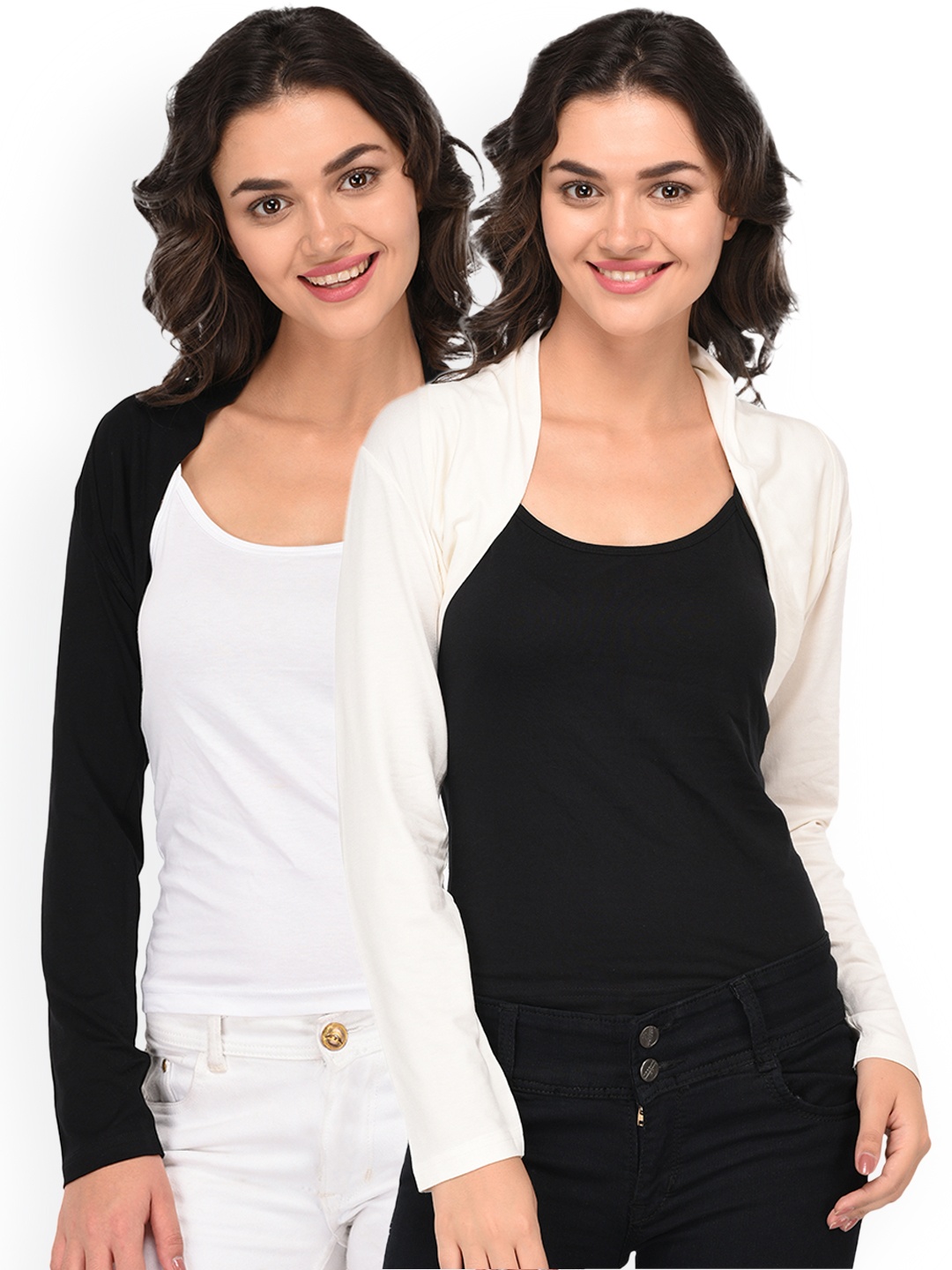 

Espresso Womens Pack of 2 Black & Off White Shrugs