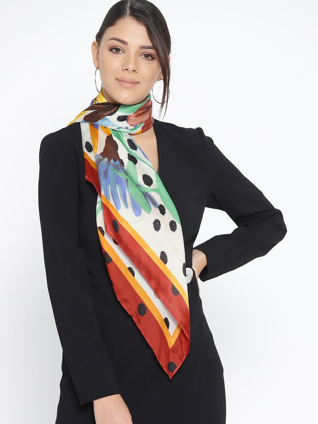 

MANGO Women Off-White & Yellow Printed Scarf