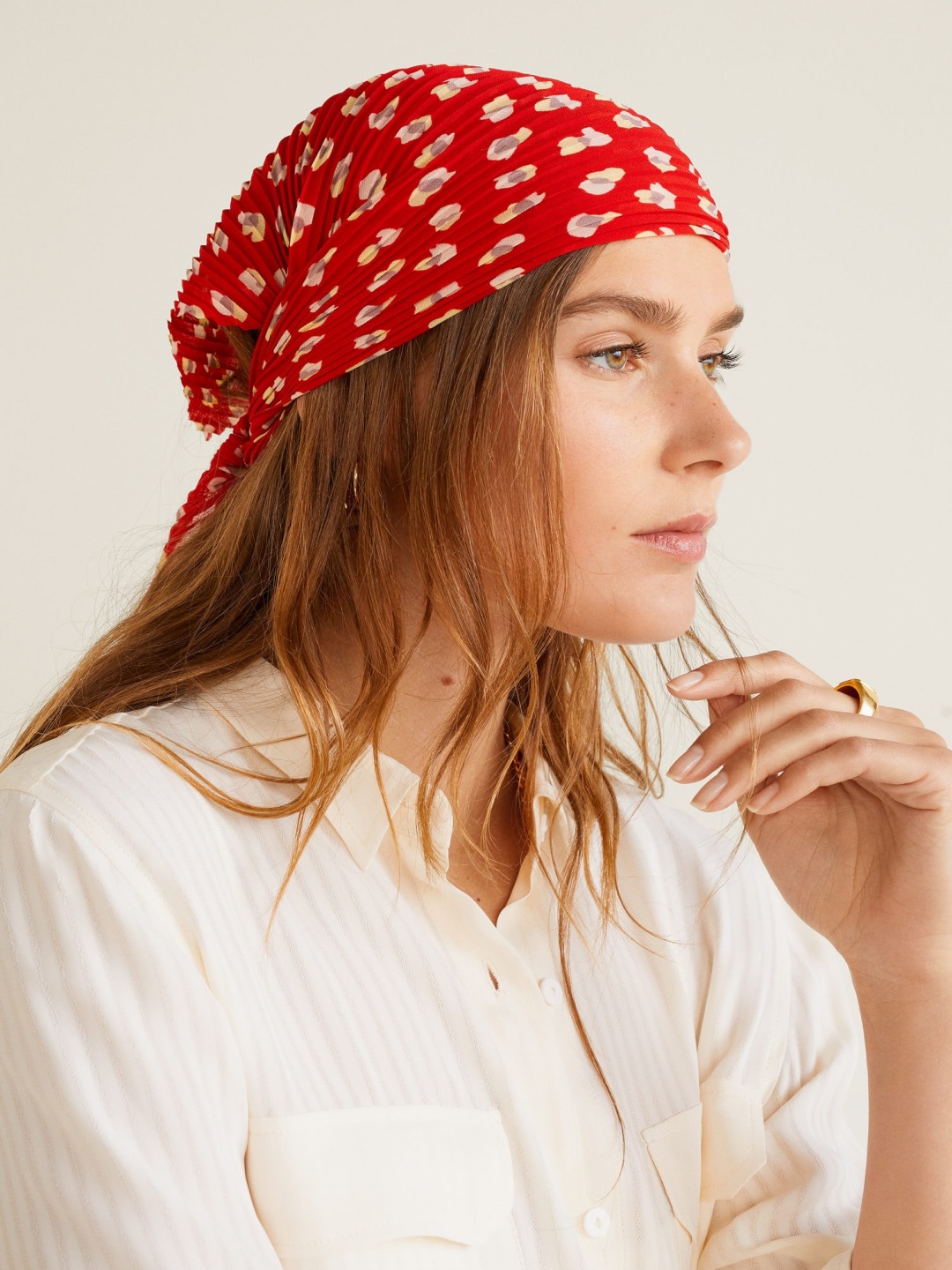 

MANGO Women Red & Beige Printed Scarf