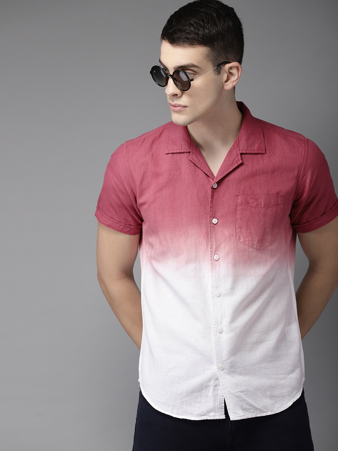 

Moda Rapido Men Pink & White Slim Fit Dyed Casual Shirt