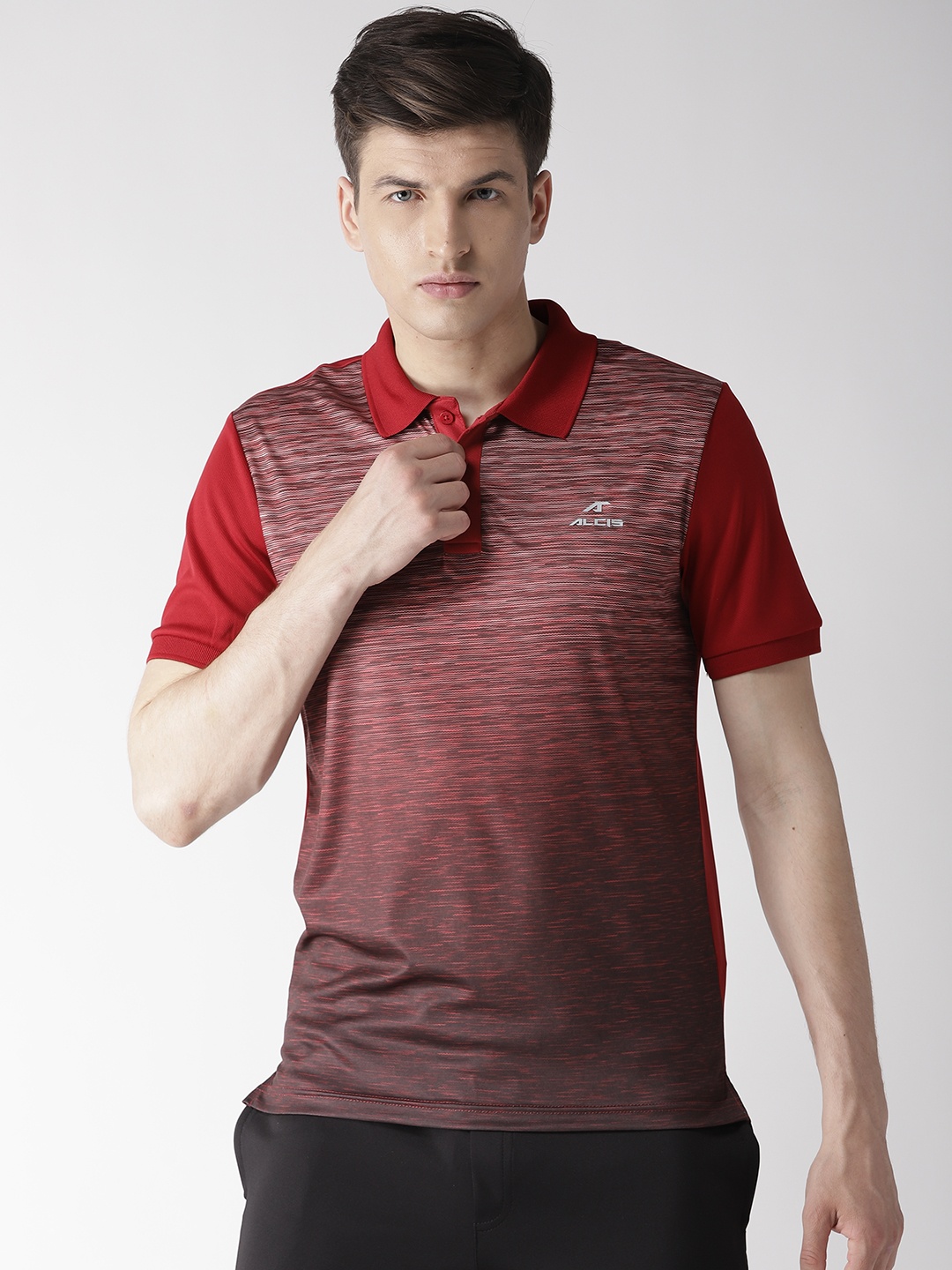 

Alcis Men Maroon Printed Polo Collar T-shirt, Rust