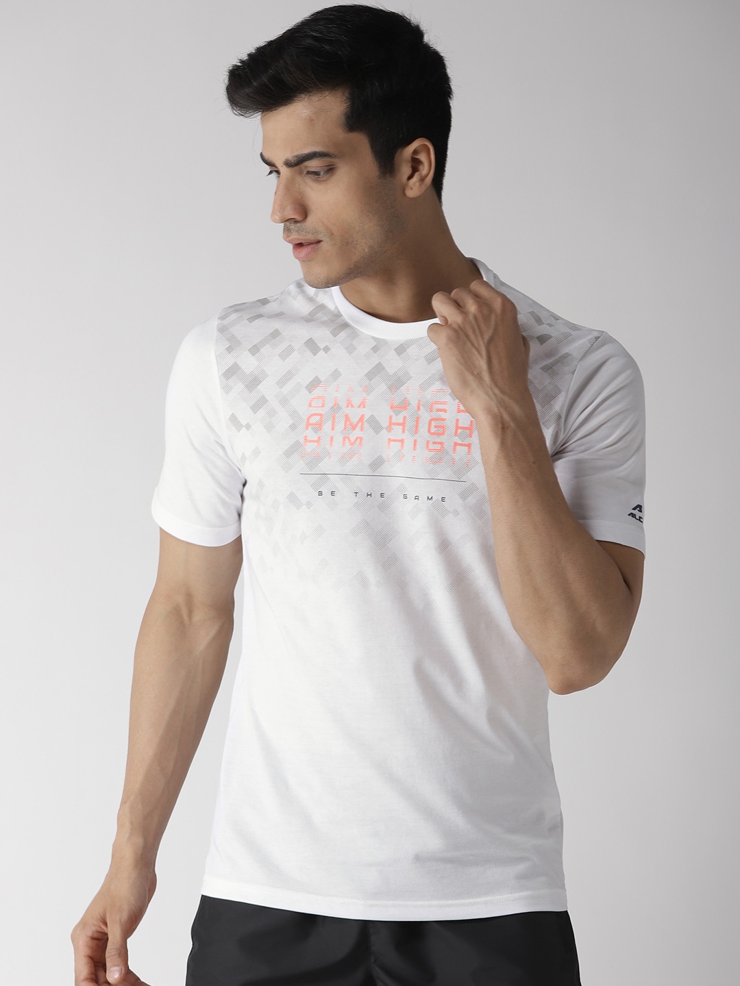 

Alcis Men White & Grey Printed Round Neck T-shirt