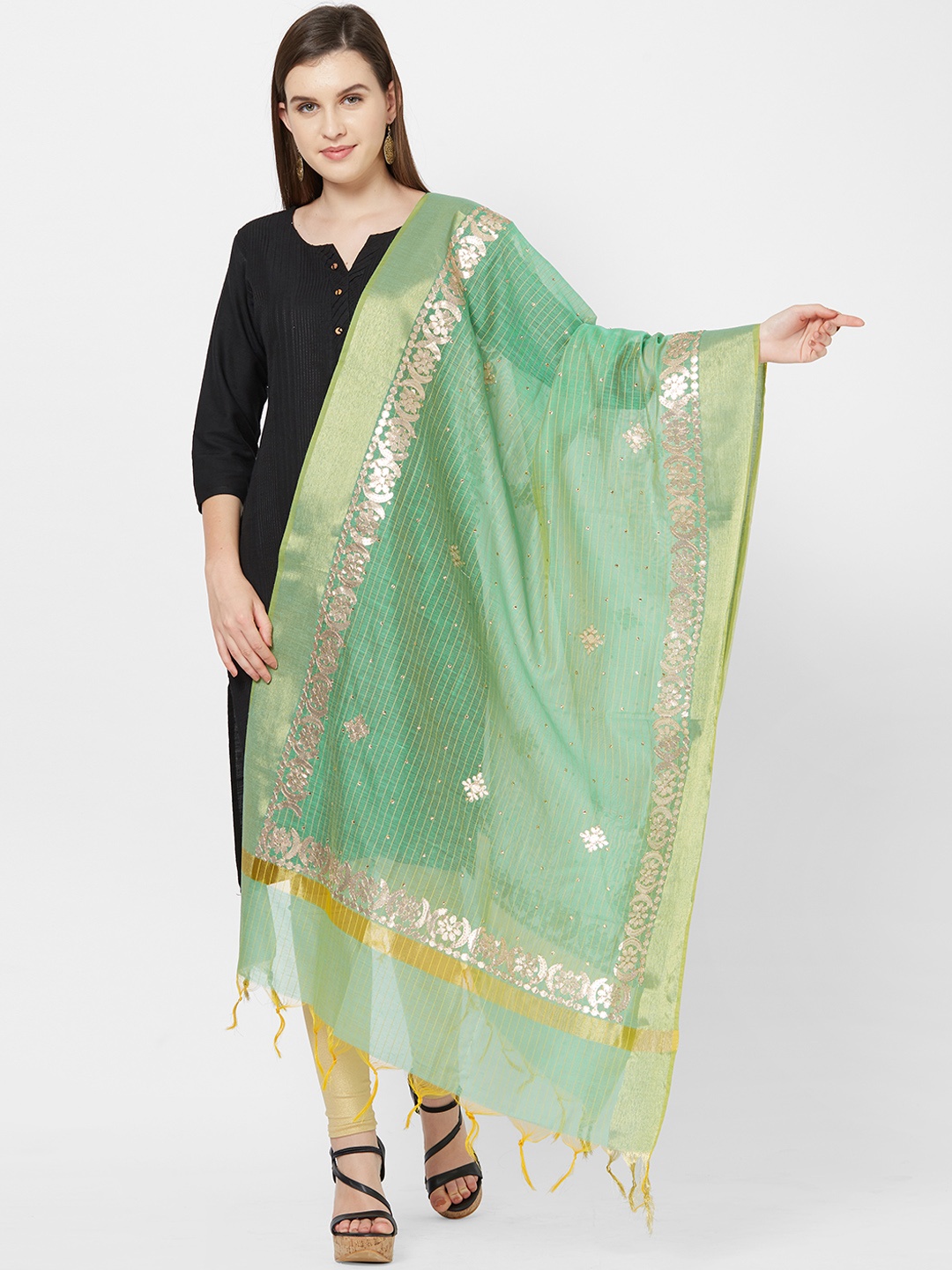 

Dupatta Bazaar Sea Green Embroidered Dupatta