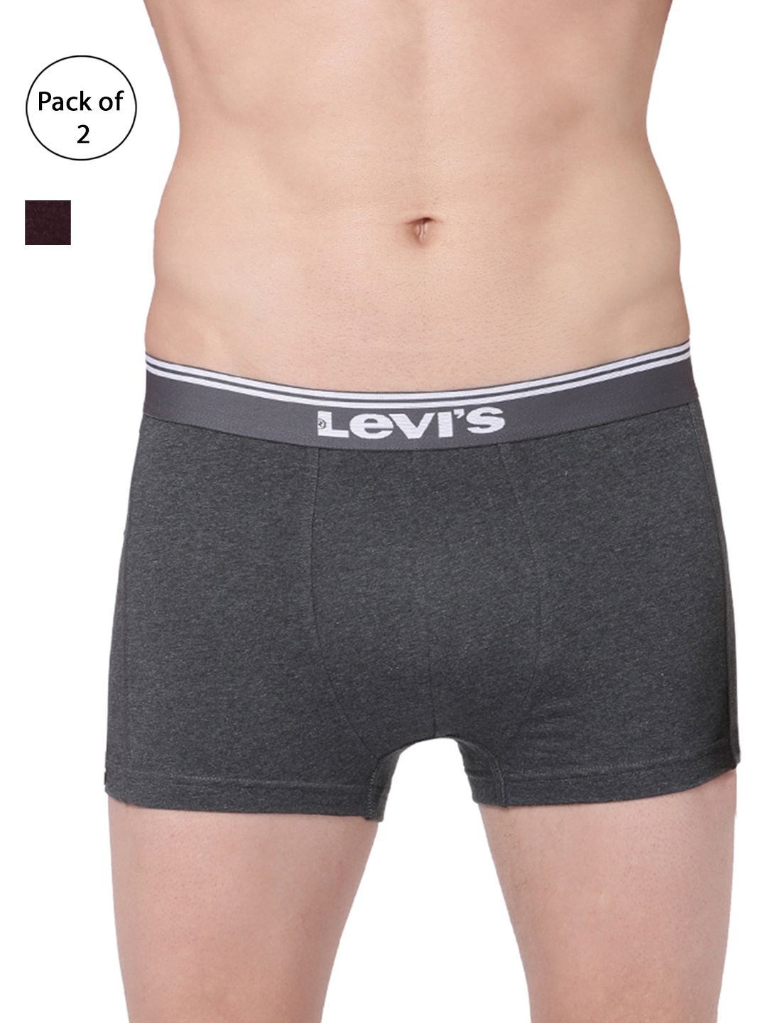 

Levi's 018 Pack of 2 Neo Trunk for Men, Comfort & Smartskin Technology, Grey melange