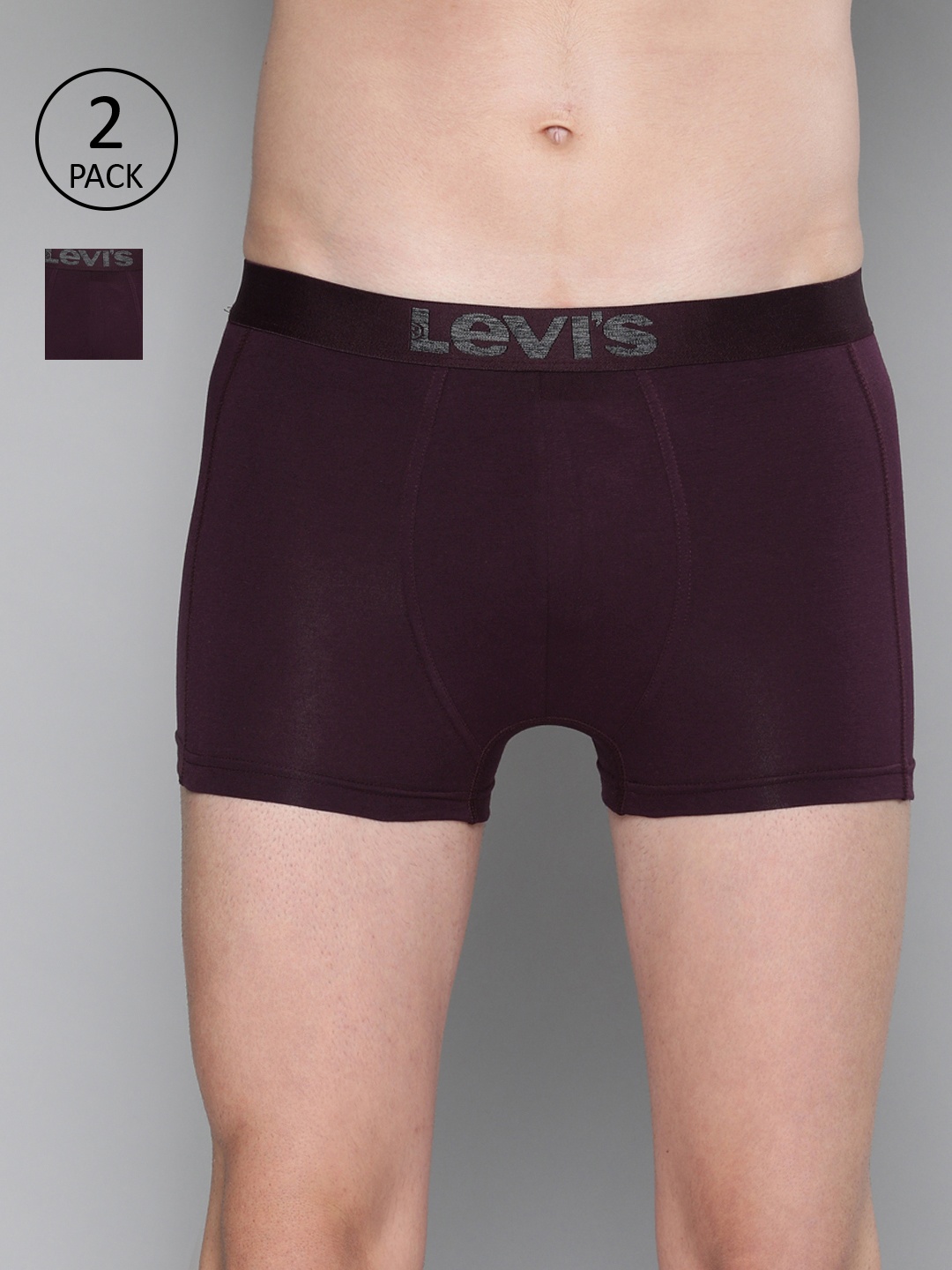 

Levi's 018 Neo Trunk for Men, Tag Free Comfort & Smartskin Technology (Maroon - Pack of 2), Burgundy
