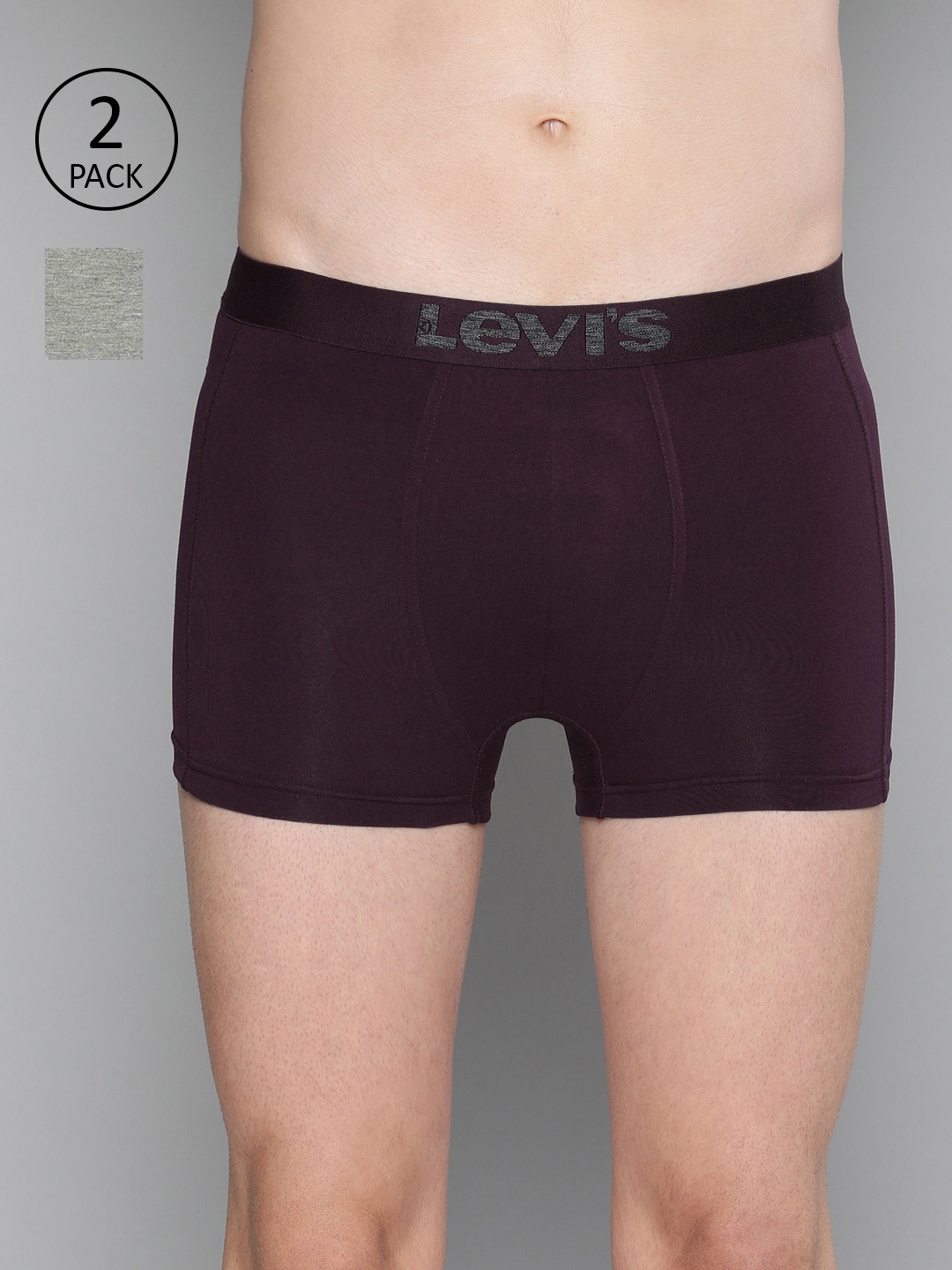 

Levi's 018 Neo Trunk for Men, Comfort & Smartskin Technology (Multicolor - Pack of 2), Burgundy