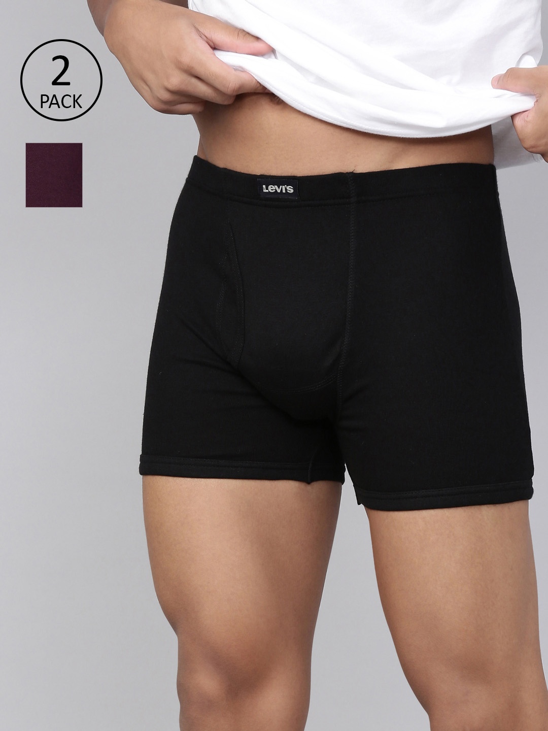 

Levis Men Pack of 2 Pure Cotton Long Length Trunk with Ultrasoft Waistband, Black