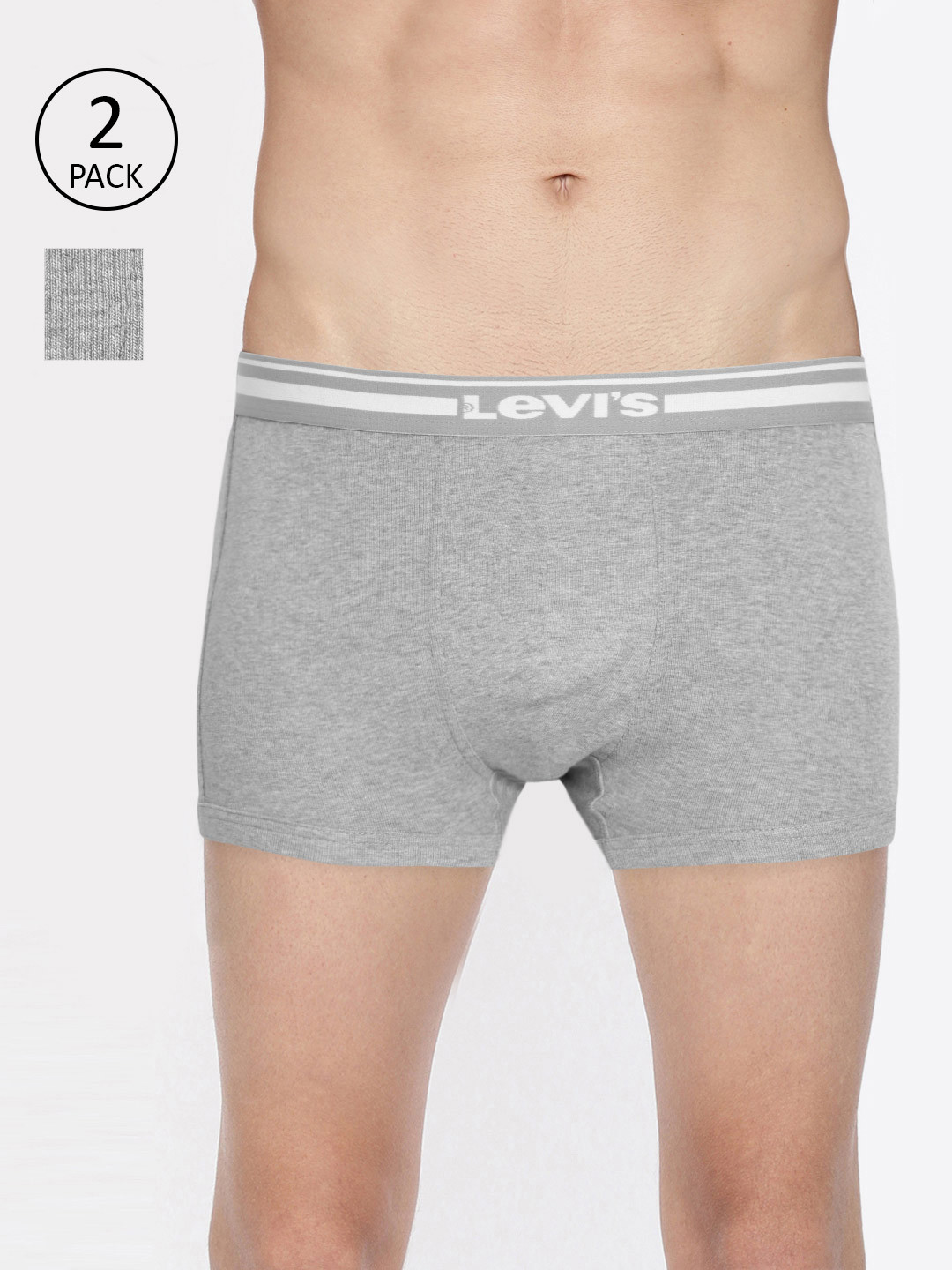 

Levis Pack of 2 Smartskin Technology Cotton Trunks with Tag Free Comfort #003, Grey melange