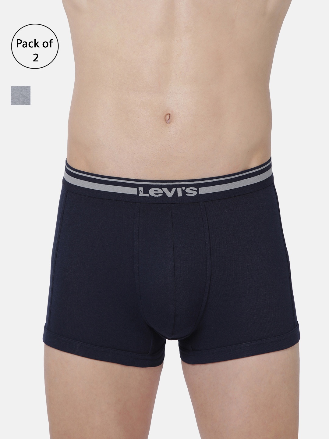 

Levis Smartskin Technology Cotton Trunks with Tag Free Comfort #003- Pack of 2, Navy blue