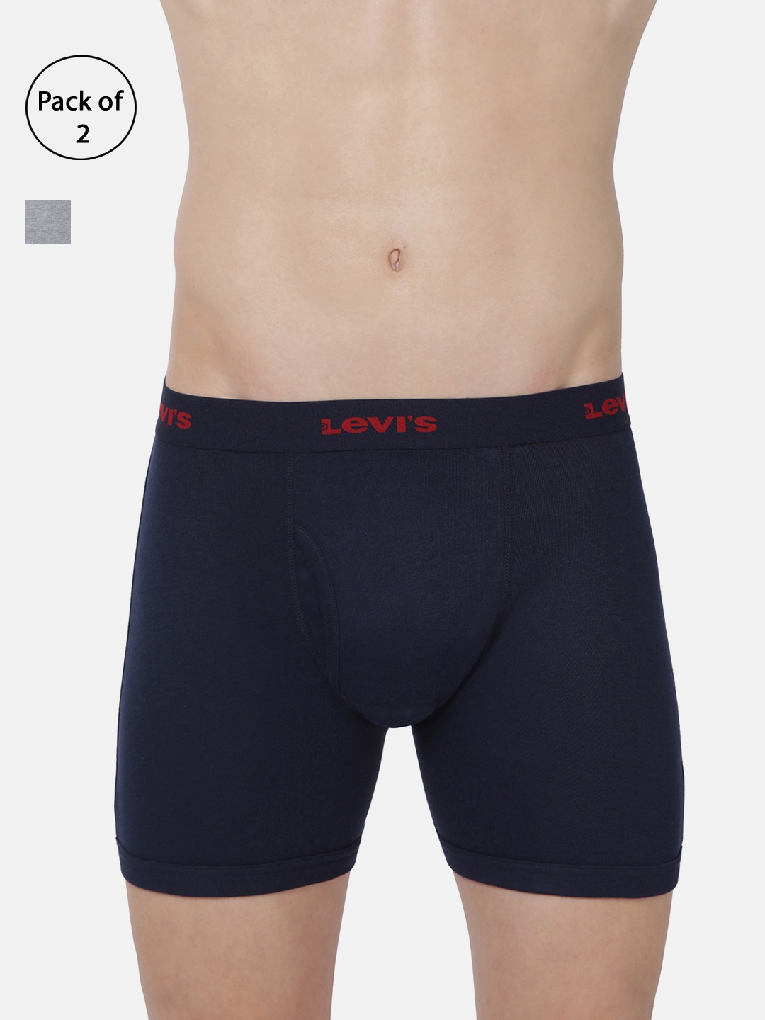 

Levis Men Pack of 2 Solid Pure Cotton Trunks BB-100CA-2PK-STYLE-001-184, Navy blue