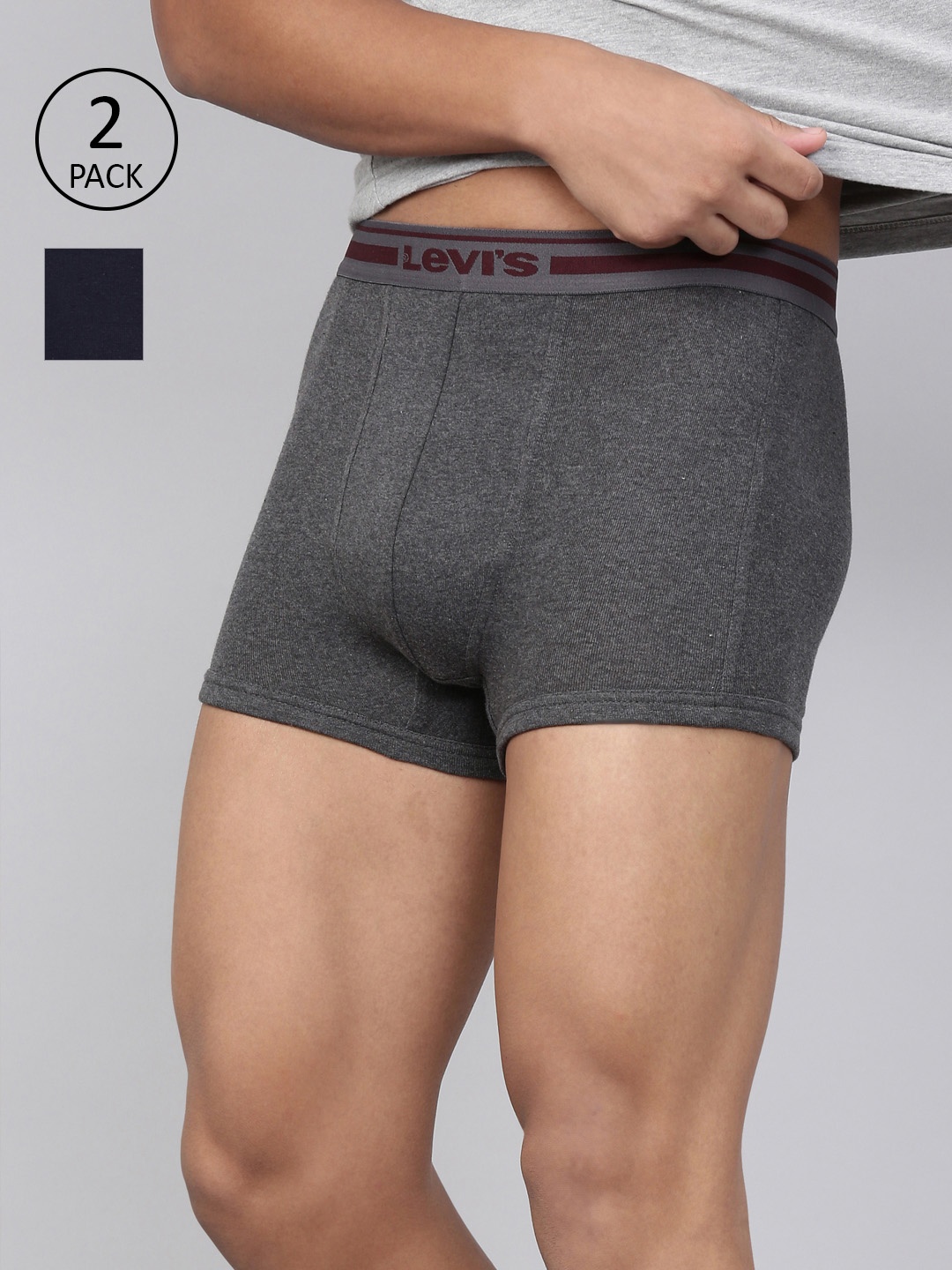 

Levis Pack of 2 Smartskin Technology Cotton Trunks with Tag Free Comfort #003, Grey melange