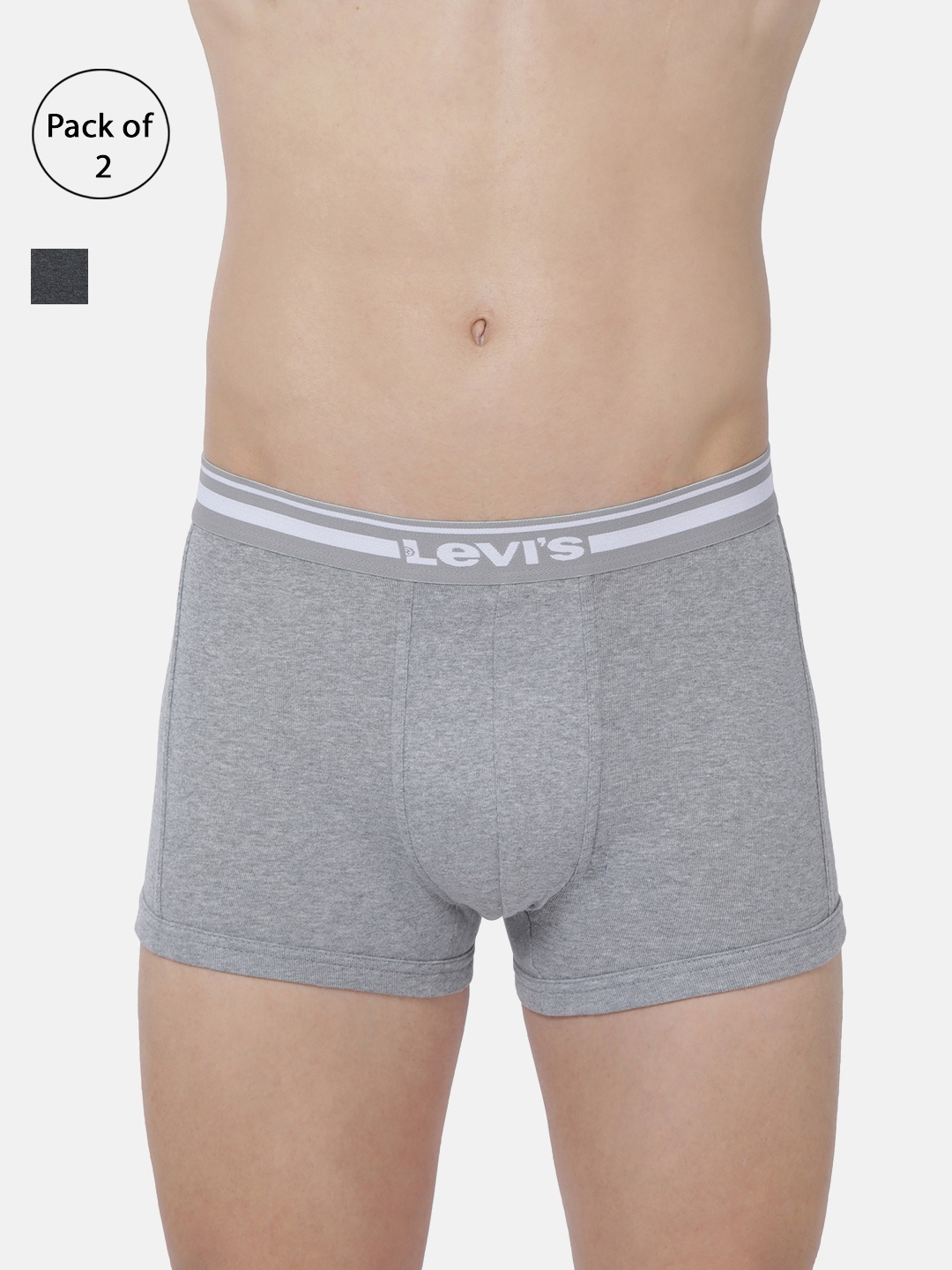 

Levis Pack of 2 Smartskin Technology Cotton Trunks with Tag Free Comfort #003, Grey melange