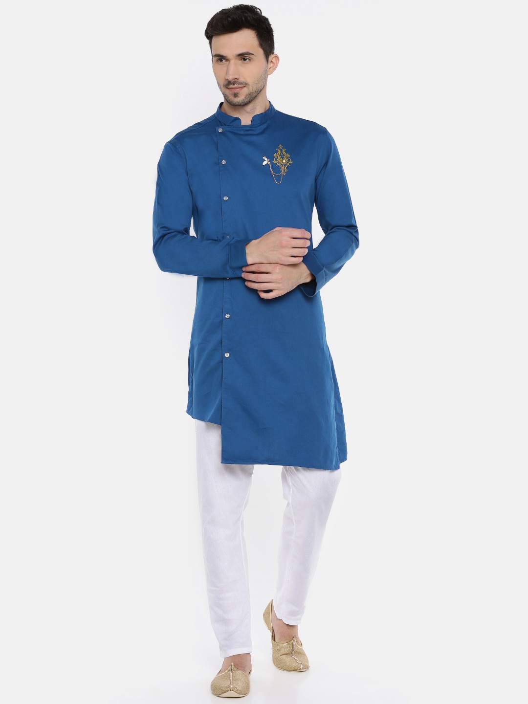 

Freehand Men Blue Solid Straight Kurta