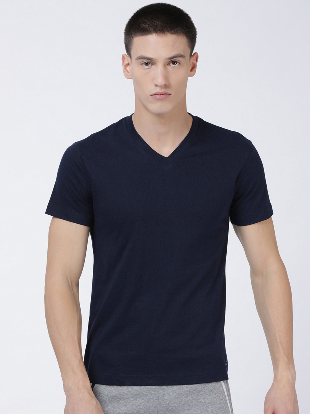

Levis Men Navy Blue Solid V-Neck T-shirt