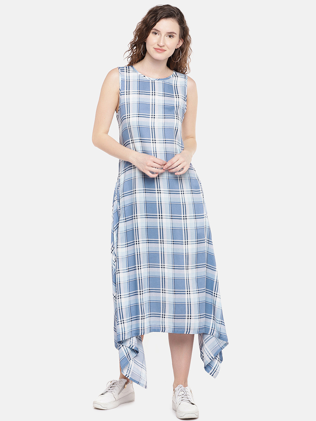 

Globus Women Blue Checked A-Line Dress