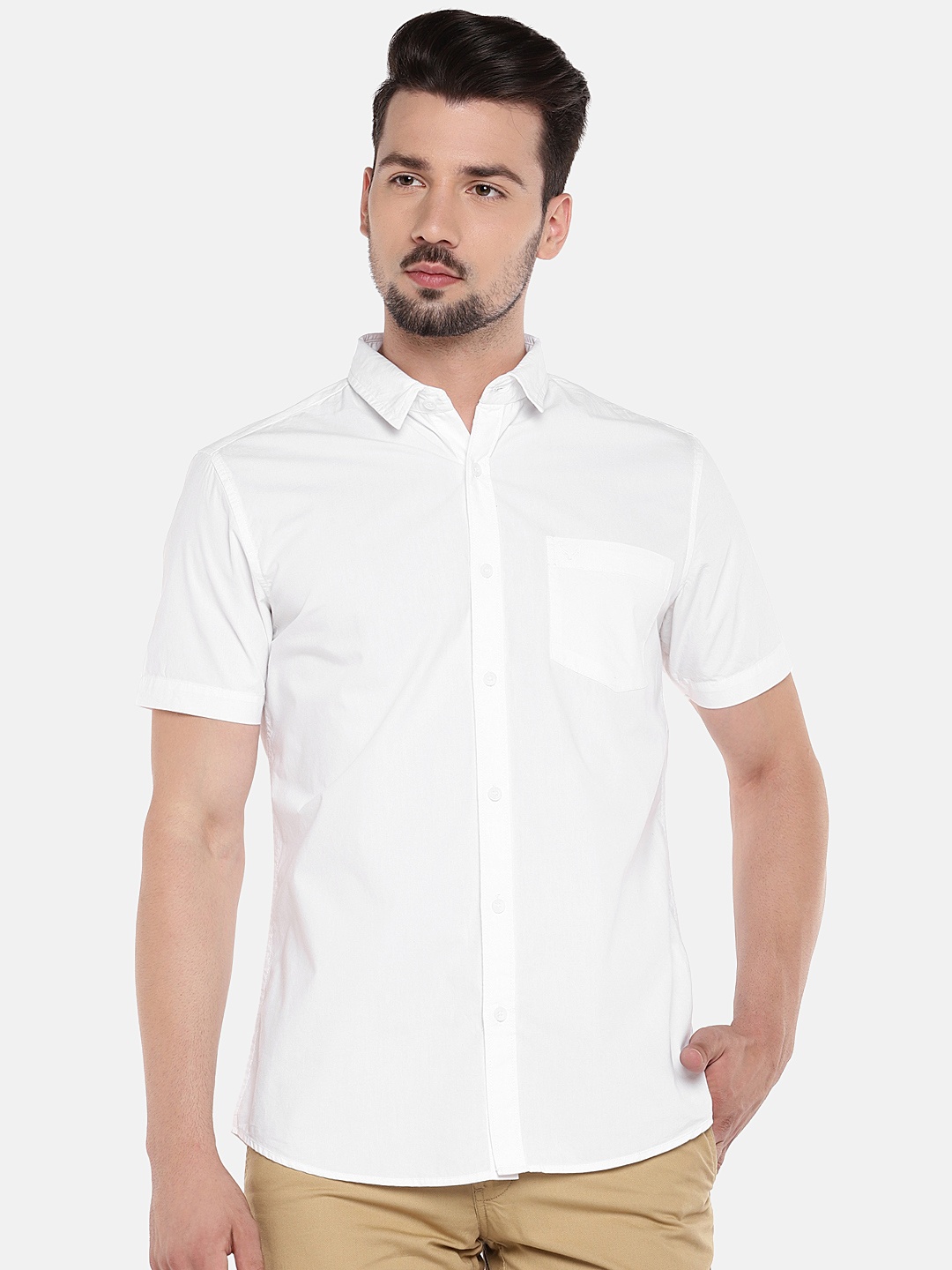 

Globus Men White Regular Fit Solid Casual Shirt