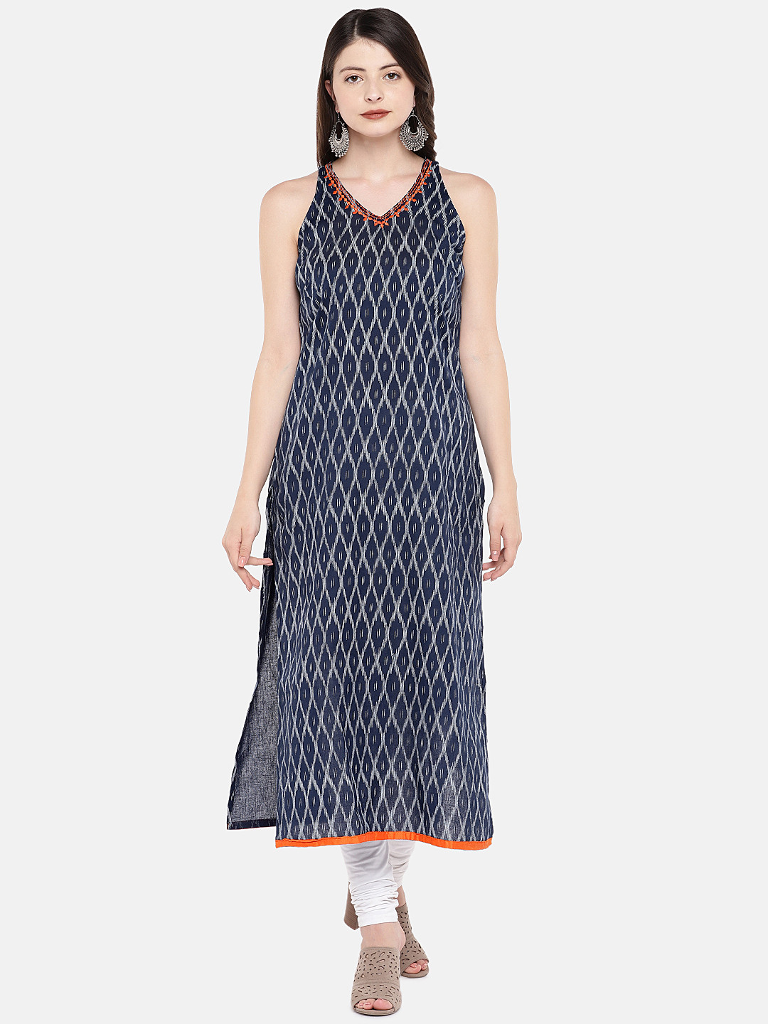 

Globus Women Blue & White Printed A-Line Kurta