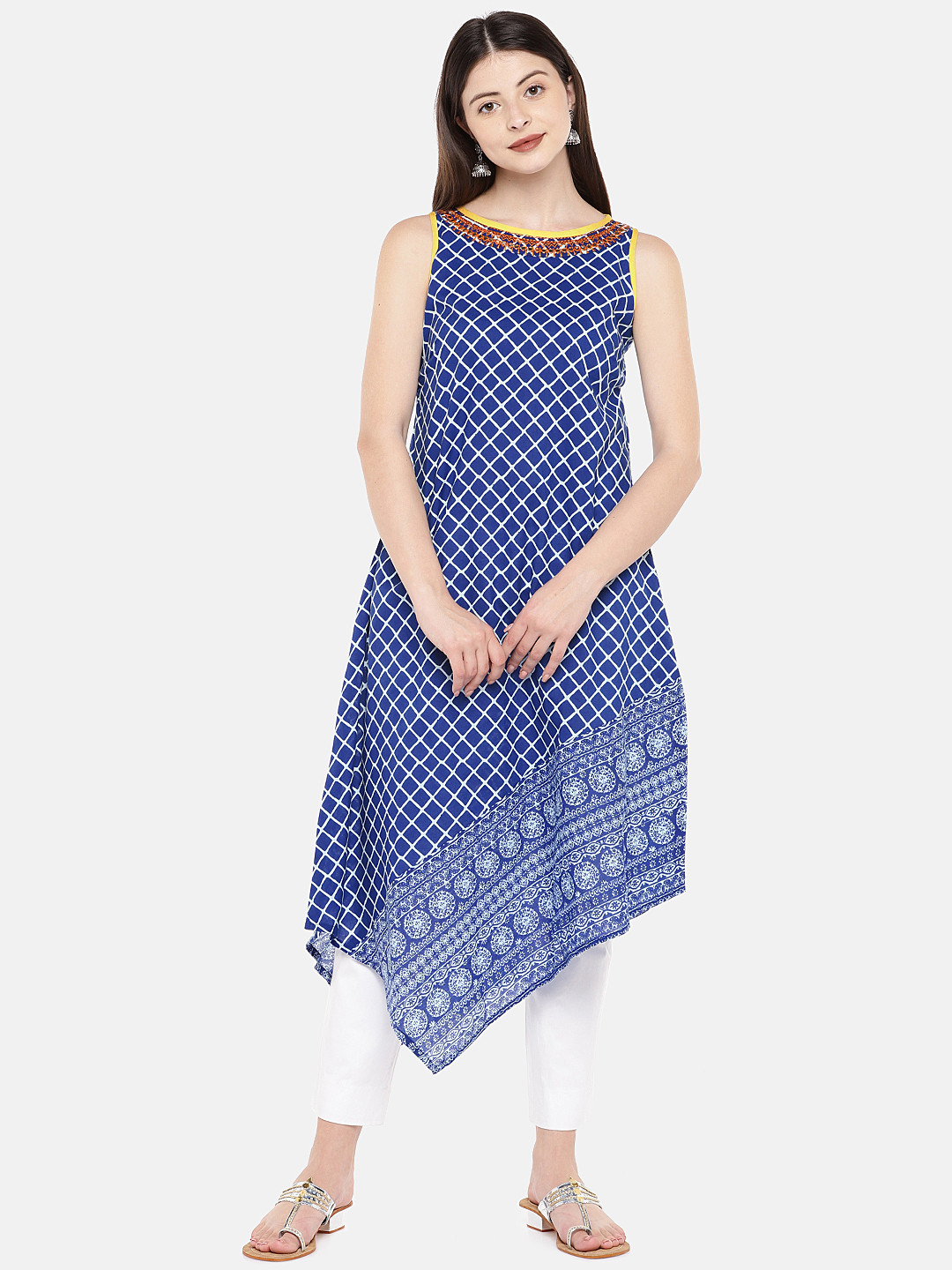 

Globus Women Blue Printed A-Line Kurta