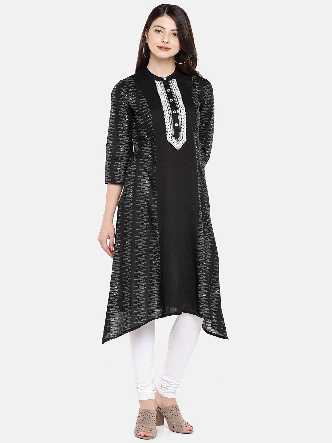 

Globus Women Black Printed A-Line Kurta