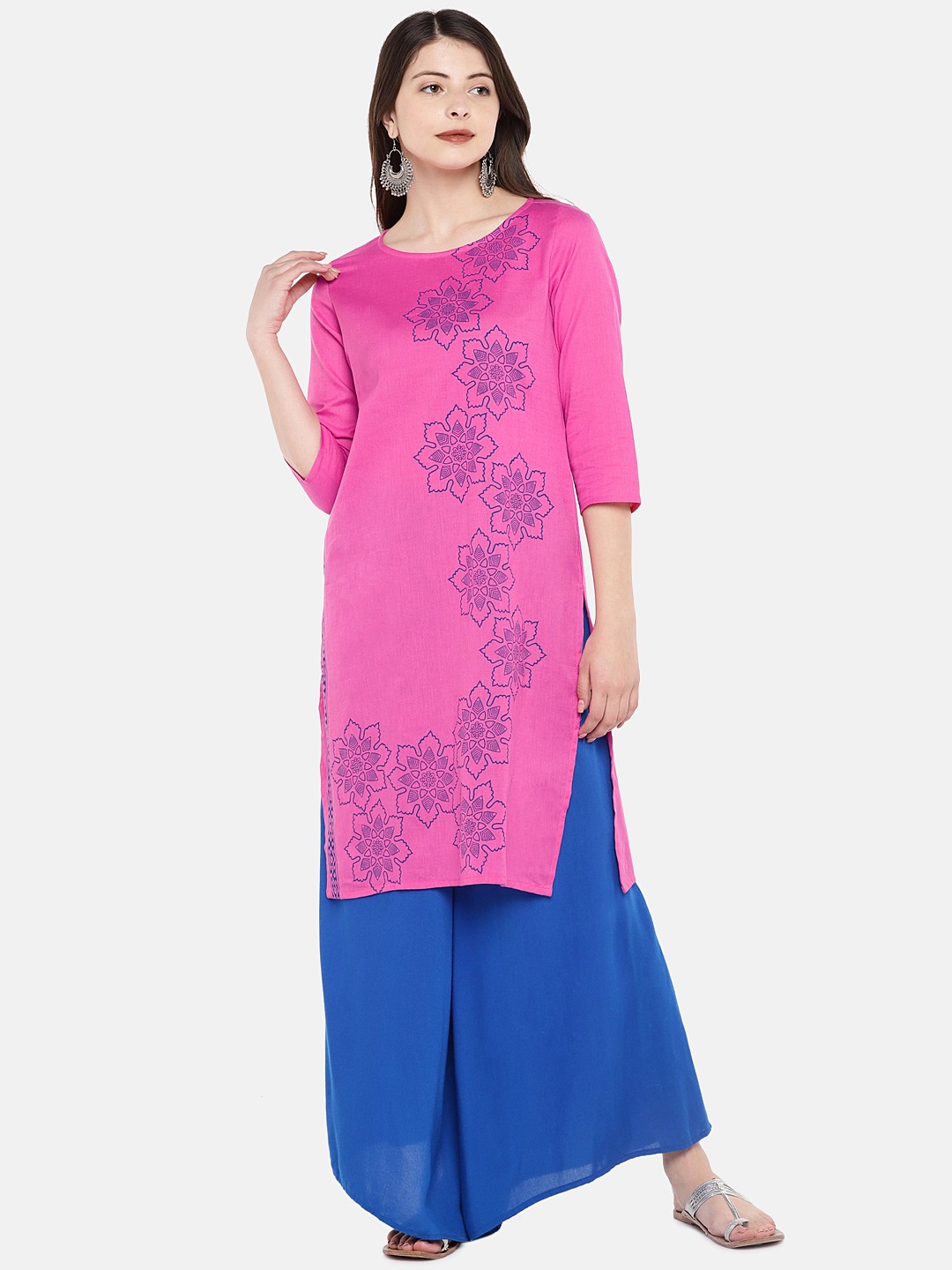 

Globus Women Pink Printed Straight Kurta