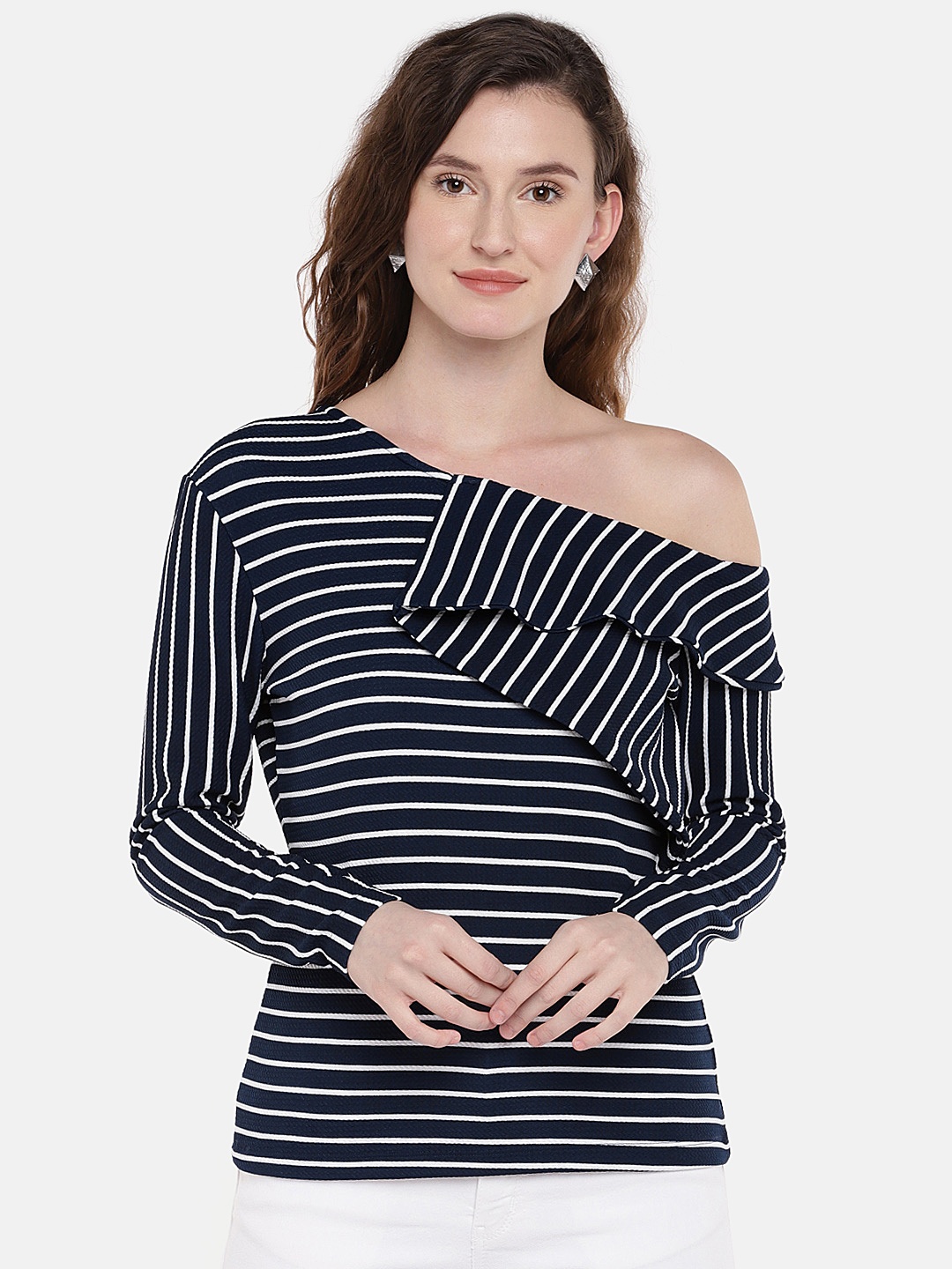 

Globus Women Navy Blue Striped Top