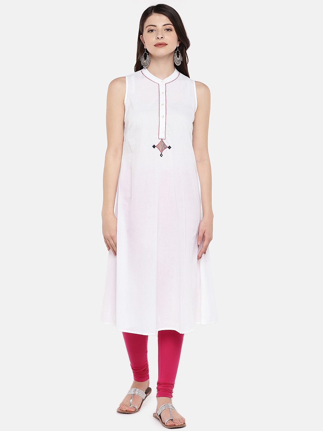 

Globus Women White Solid A-Line Kurta