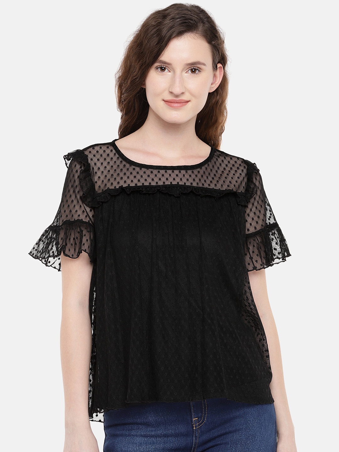 

Globus Women Black Self Design Top
