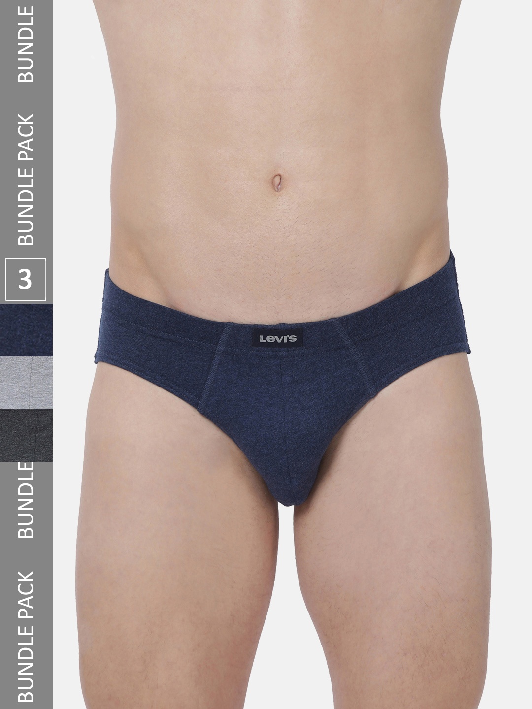 

Pack of 3 Smartskin Technology Cotton Comfort Briefs with Tag Free Comfort #011, Grey melange