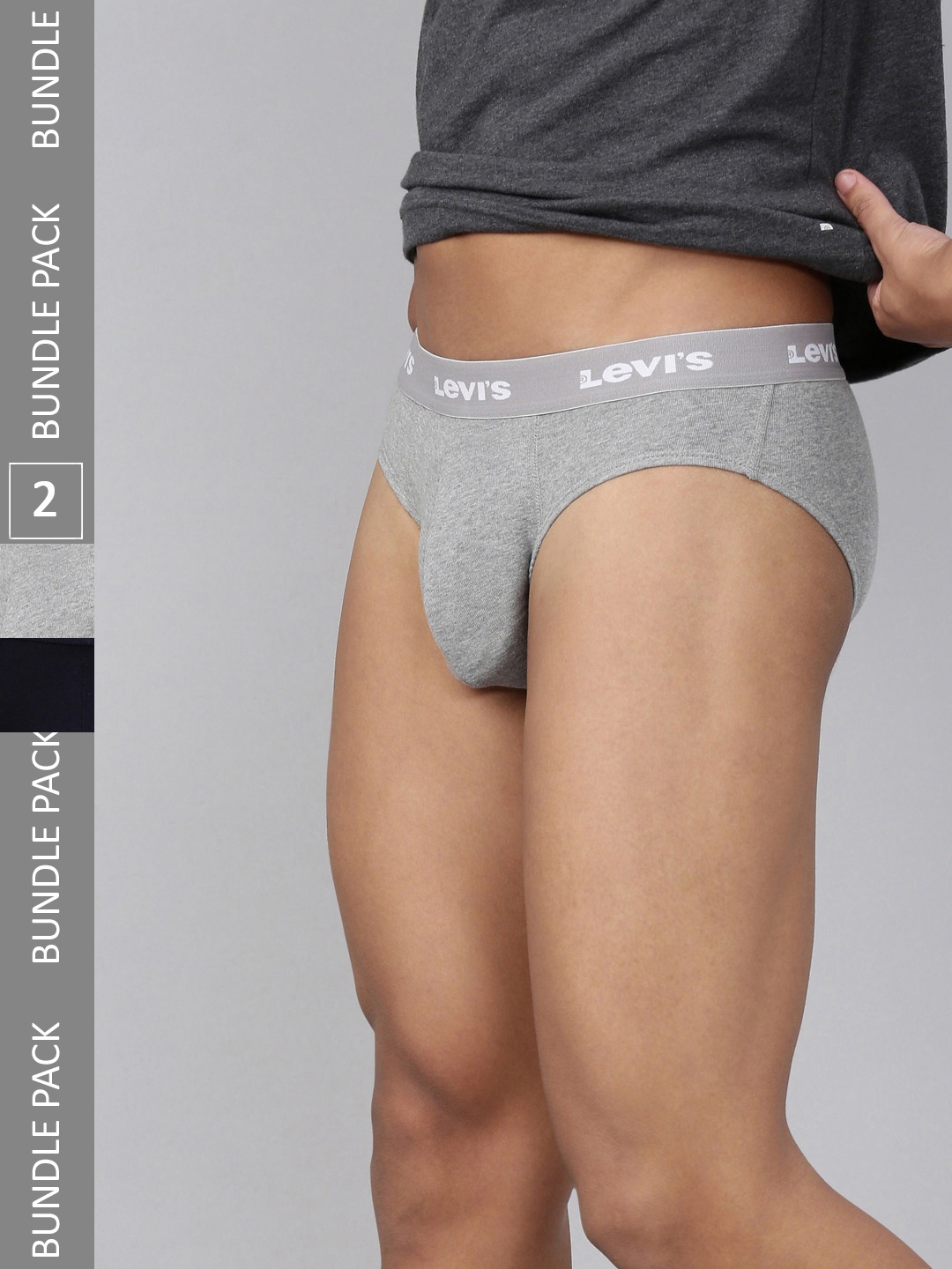 

Levis Men Pack of 2 Smartskin Technology Cotton Neo Briefs with Tag Free Comfort-009, Grey