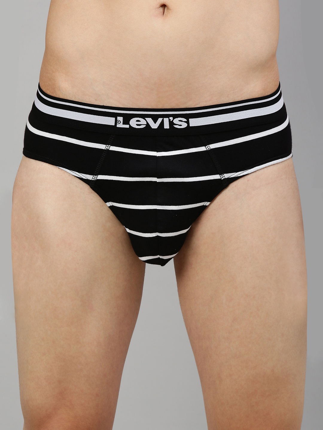 

Levis Men Black & White Striped Cotton Basic Briefs BF-200SF