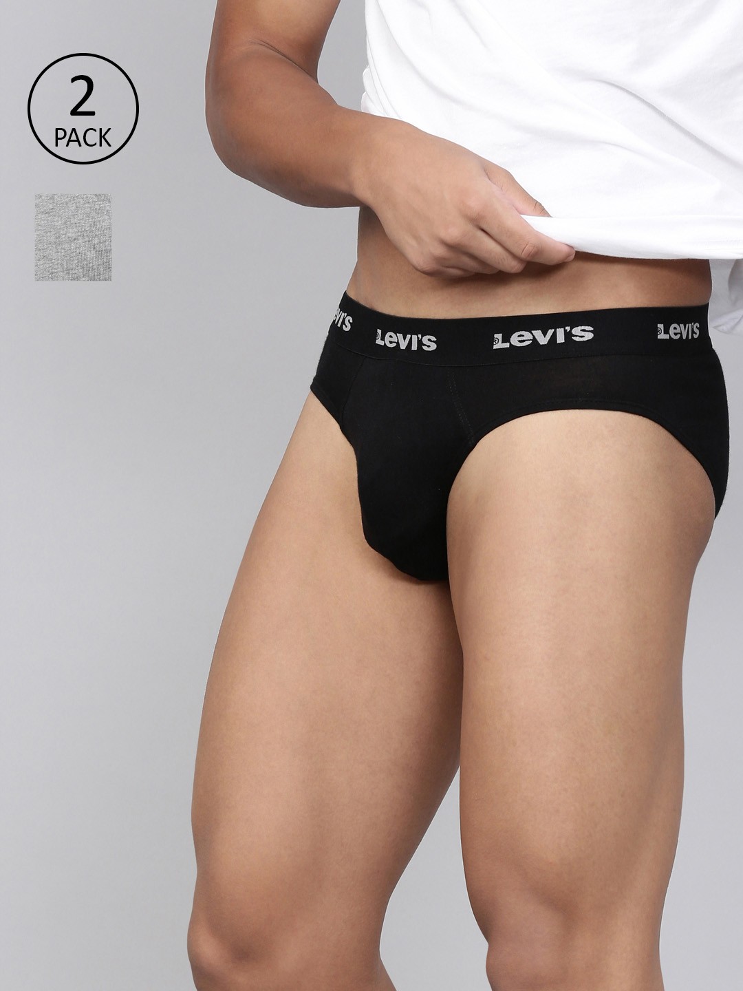 

Levi's 009 Neo Brief for Men, Comfort & Smartskin Technology (Multicolor - Pack of 2), Grey